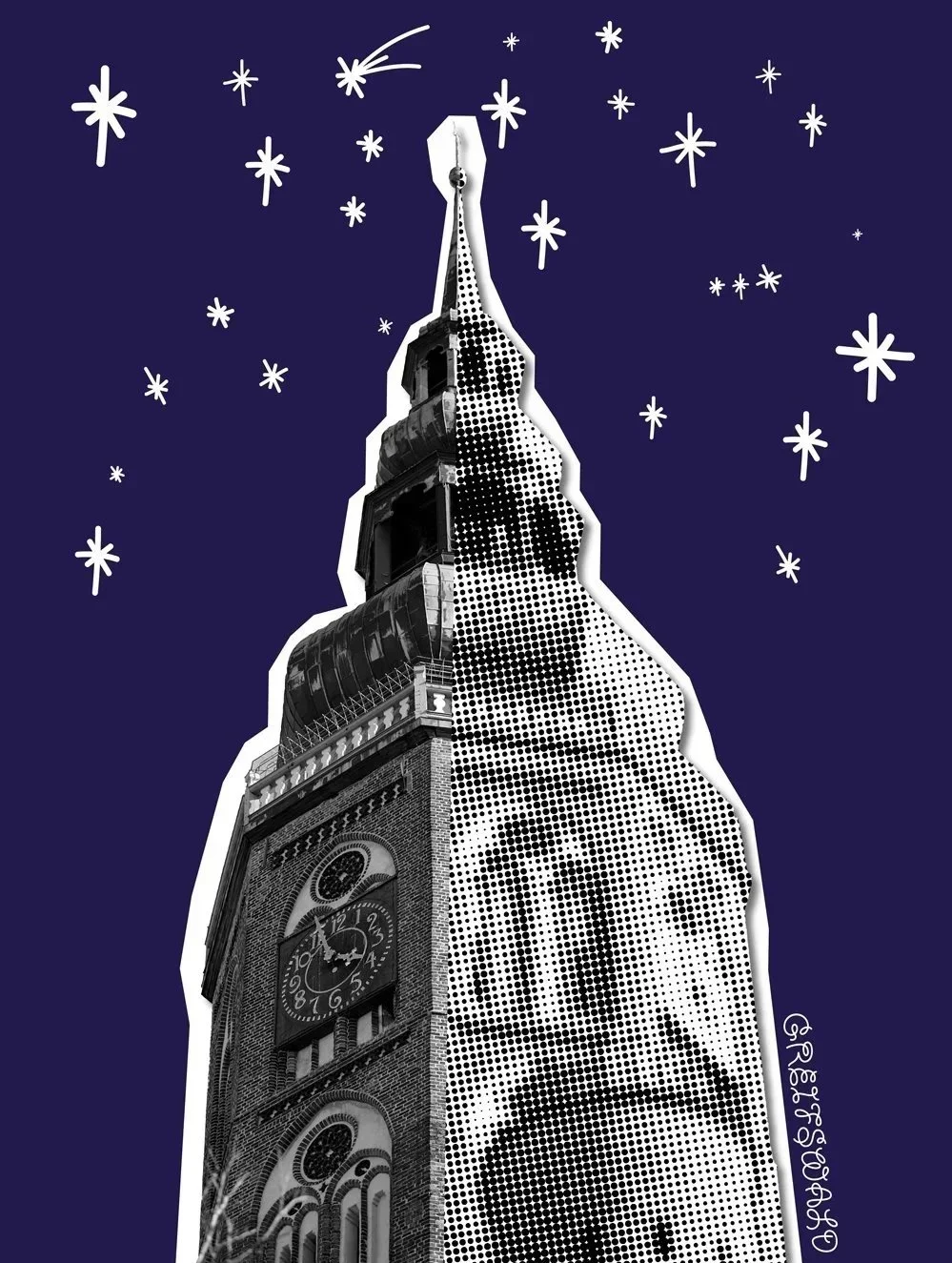 ❋ Caspar-David -Friedrich-Straße // Serie: "Allnacht & Alltag" // Erstellung: November 2023 // Fotografie + Illustration