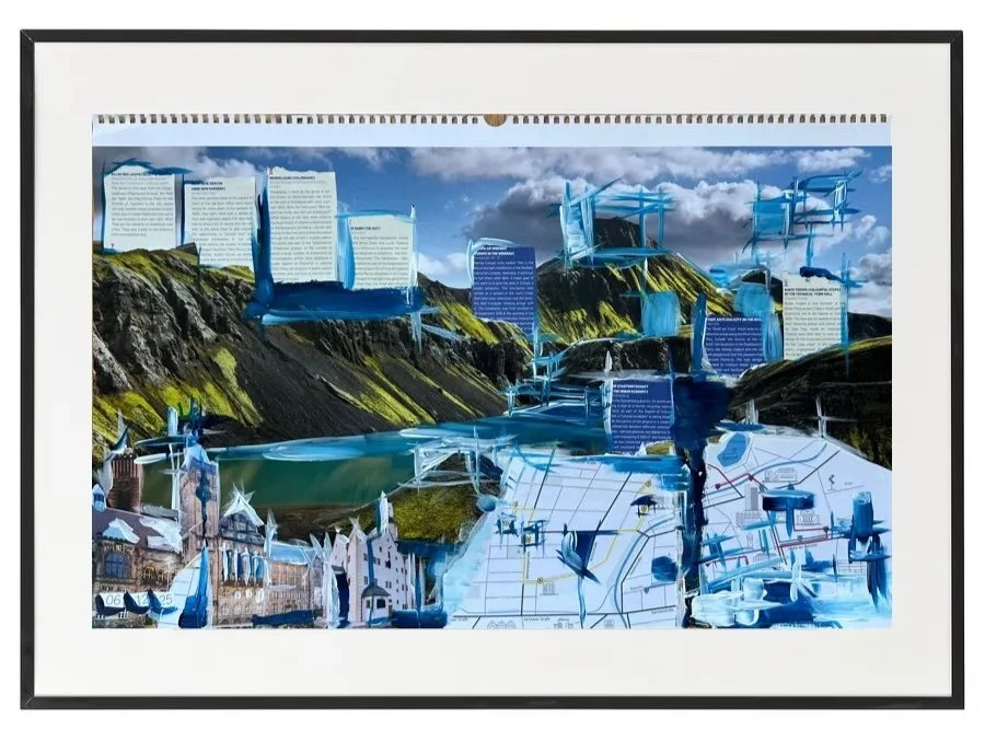 ❋ "Fernweh Ost II" // 06.12. 2025 // 66cm x 42cm //Magazinauschnitte & Acrylfarbe auf Kalenderblatt