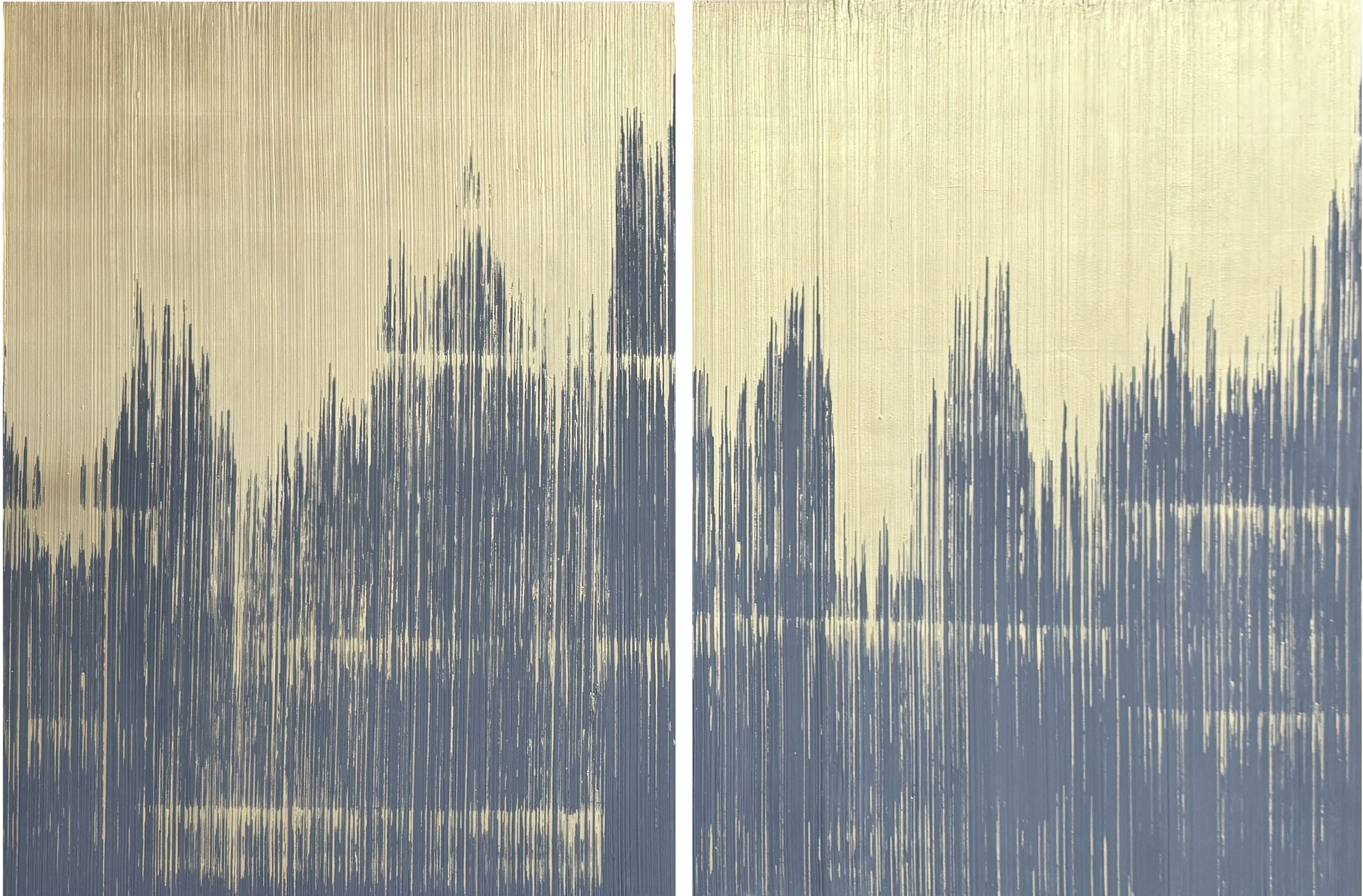 FALLING 010 73"x48" gesso and gold leaf on birch panel