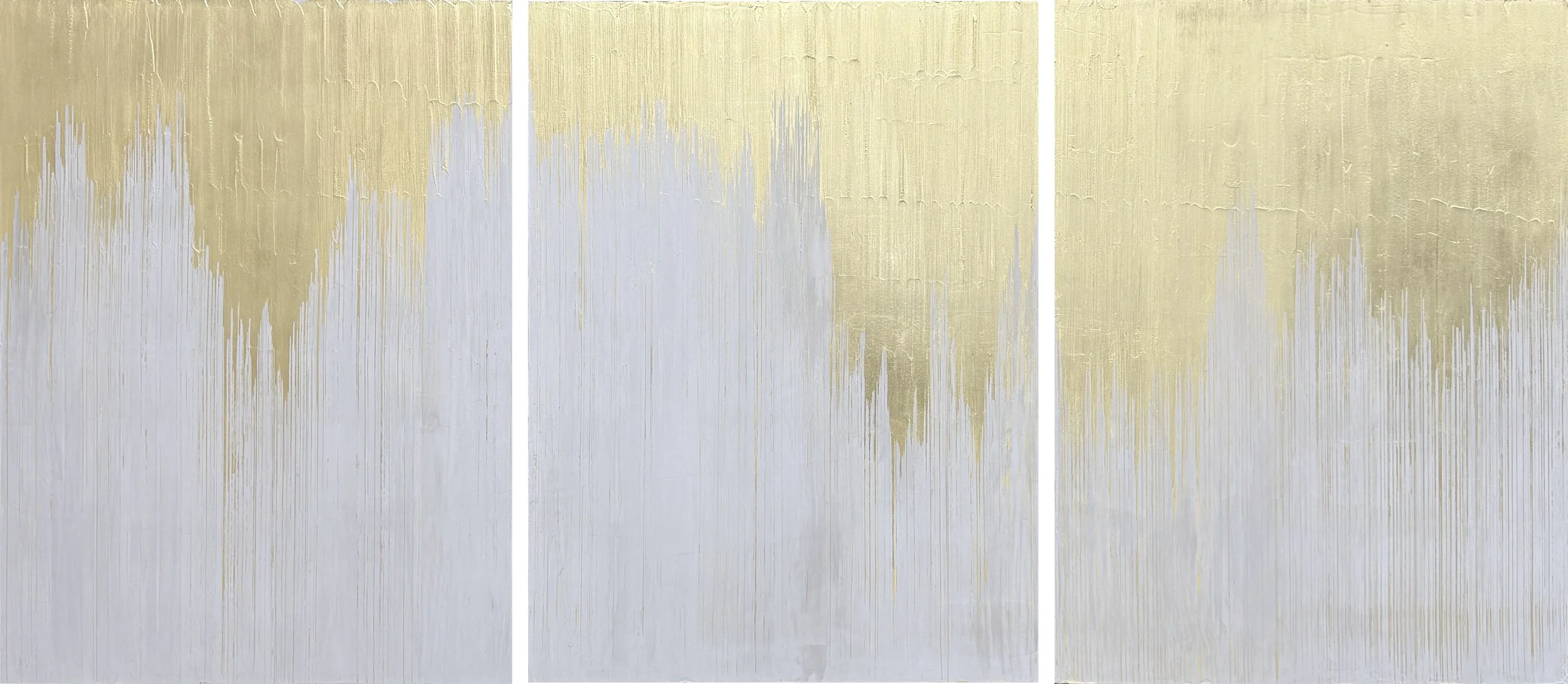 FALLING 011 40"x92" gesso and gold leaf on birch panel