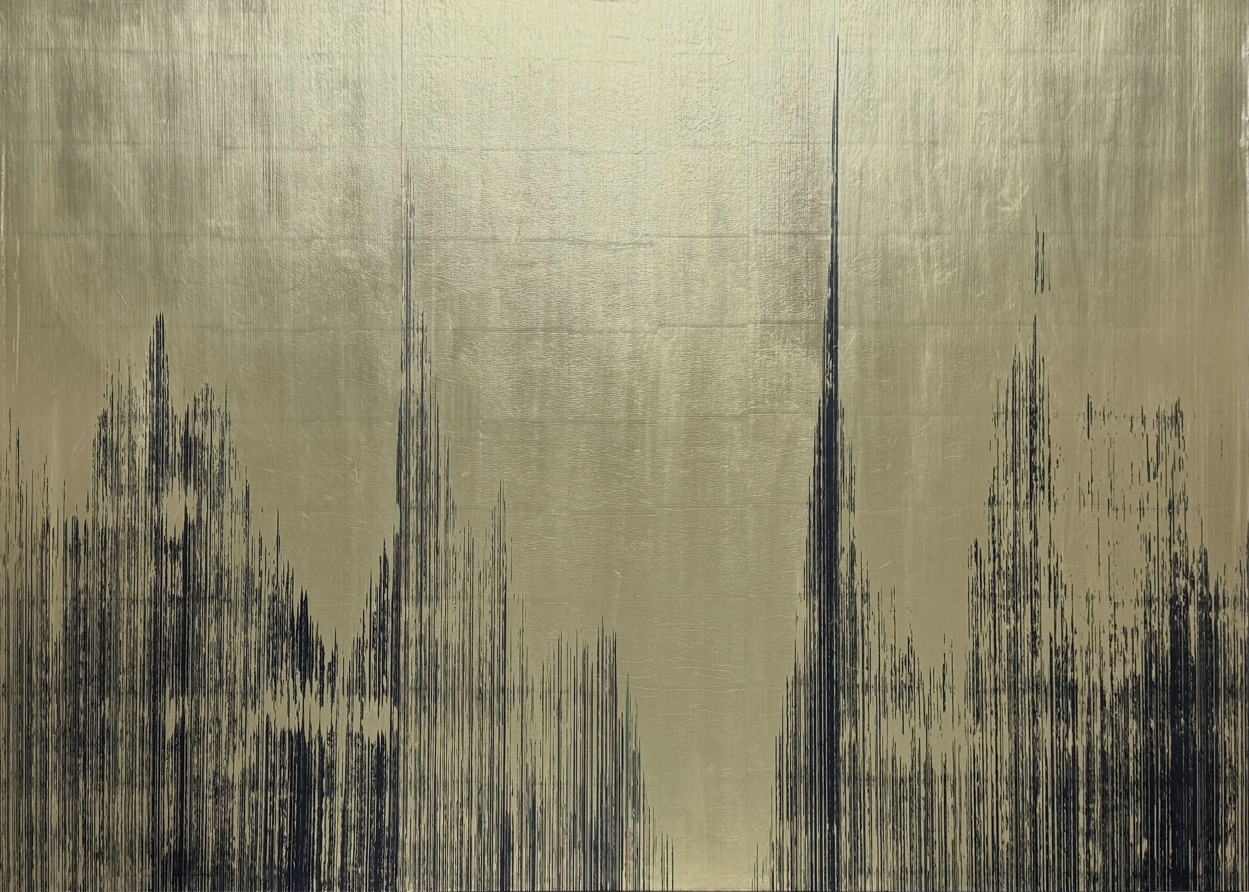 FALLING 001 60"x84" gesso and gold leaf on birch panel