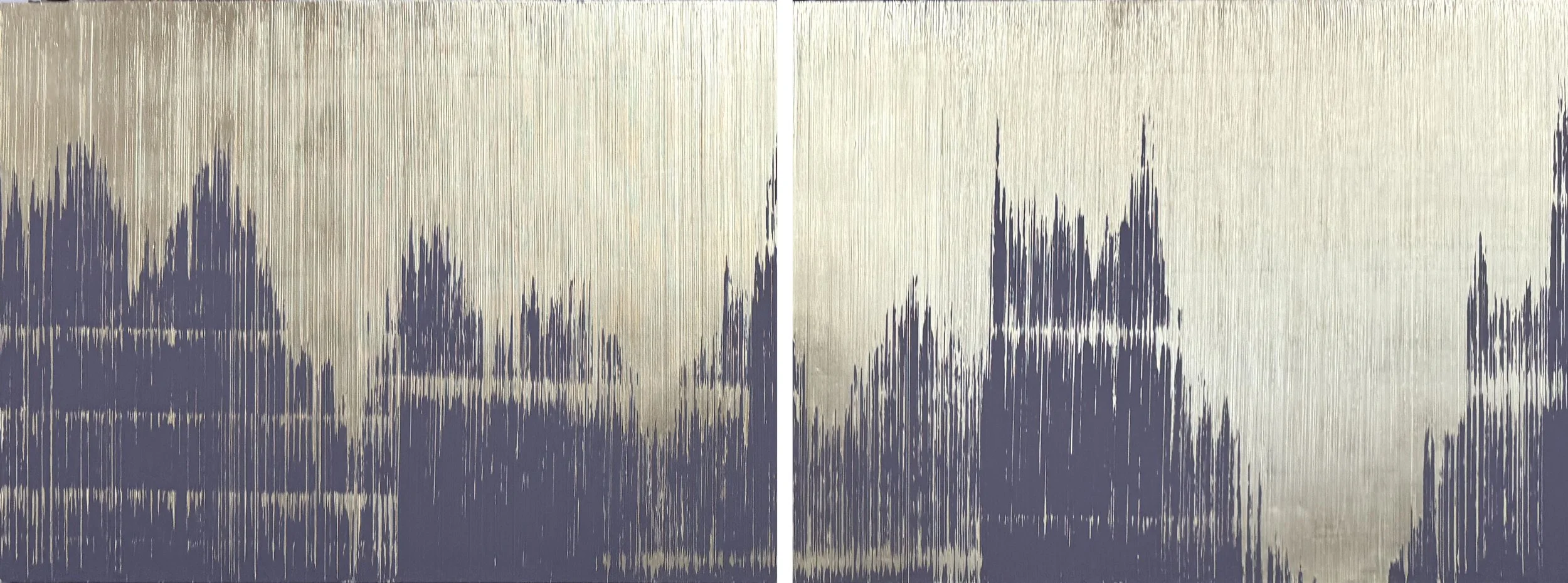 FALLING 007 97"x36" gesso and gold leaf on birch panel