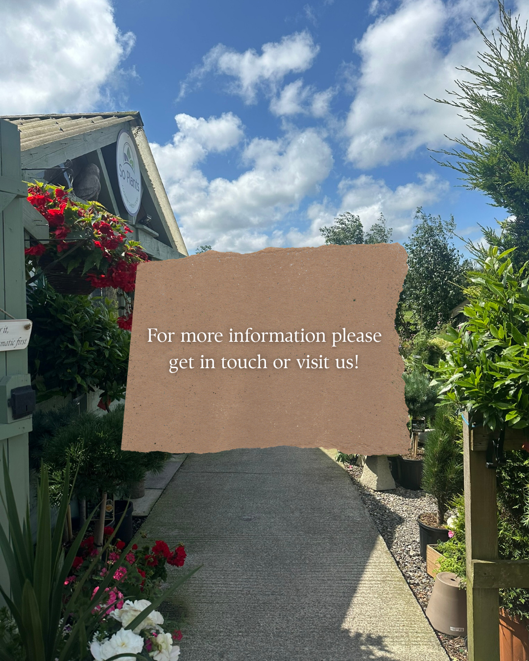 "For more information please get in touch or visit us!"