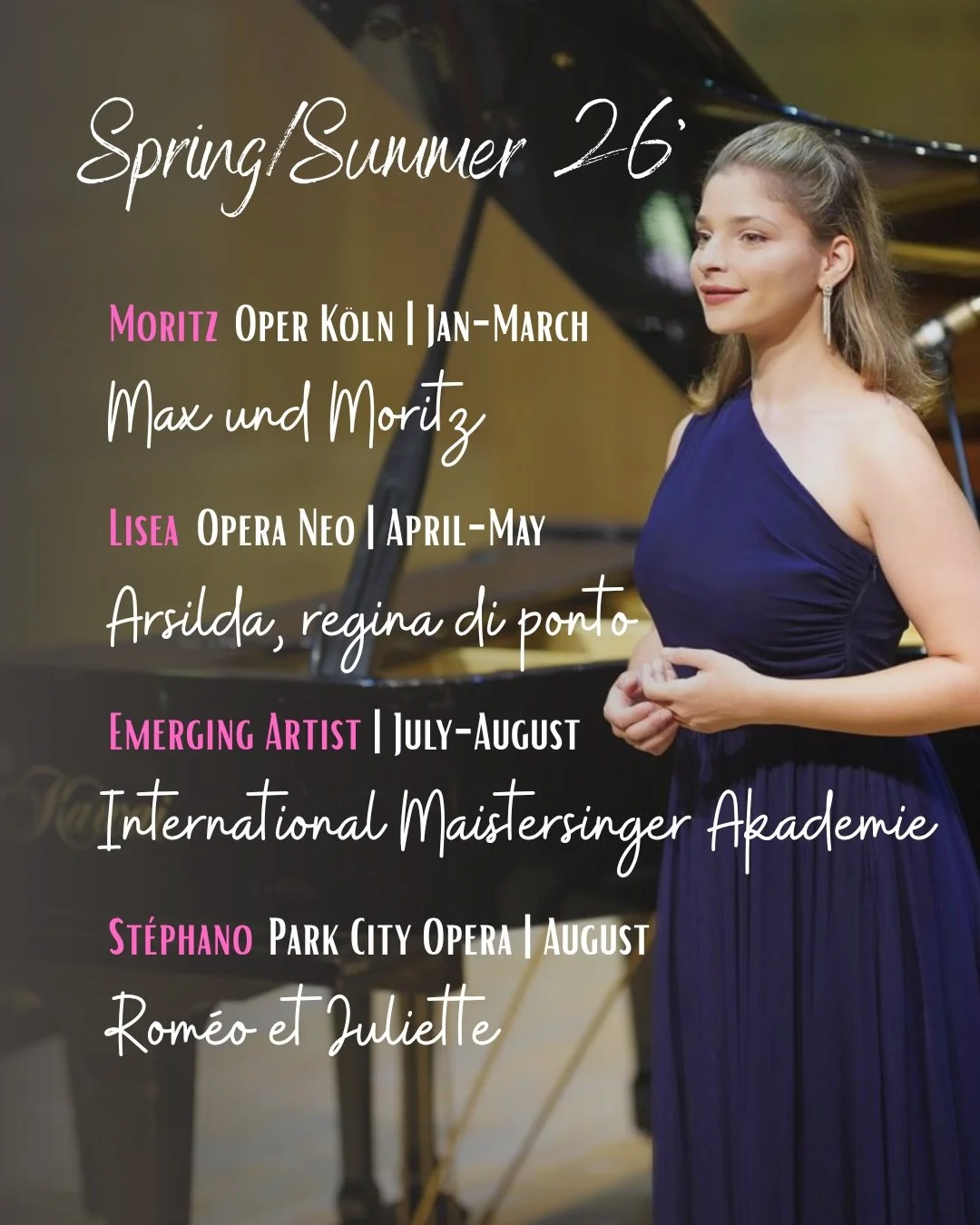 Here&rsquo;s what I&rsquo;ll be up to this spring &amp; summer &mdash; across a few beautiful corners of the world ✨ 
Hope to see some of you in these projects :-) 

Oper K&ouml;ln &mdash; Cologne, Germany @dieoperkoeln  Moritz in Max und Moritz (Gis