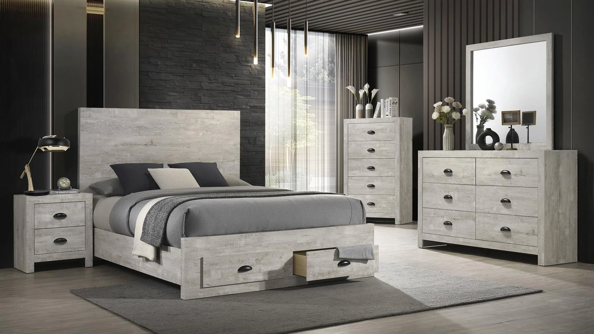 Montana Queen 5 Pc Bedroom Set Rustic Natural
