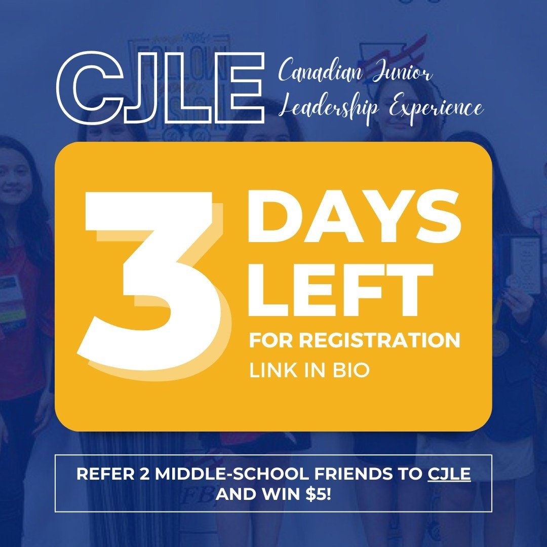 There are ONLY 3 days left to register for Canada FBLA's Canadian Junior Leadership Experience!

Head over to the link in our bio to learn more and register.