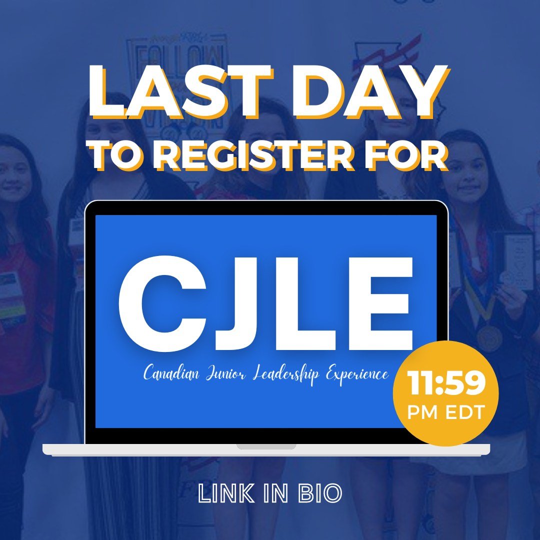 Today is the LAST DAY to register for Canada FBLA's Canadian Junior Leadership Conference. Don't miss out on this amazing opportunity.

Register using the link in our bio before 11:59PM EDT.