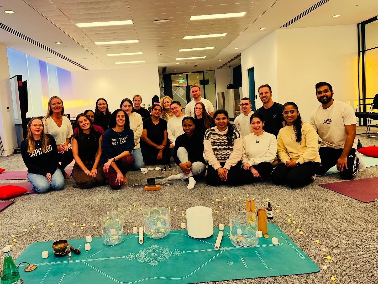 A few moments from today&rsquo;s sound bath at the offices of Aztec Group.

I genuinely love working in corporate spaces like this. Having spent 25 years in finance myself, I understand just how demanding and high-pressure the industry can be &mdash;