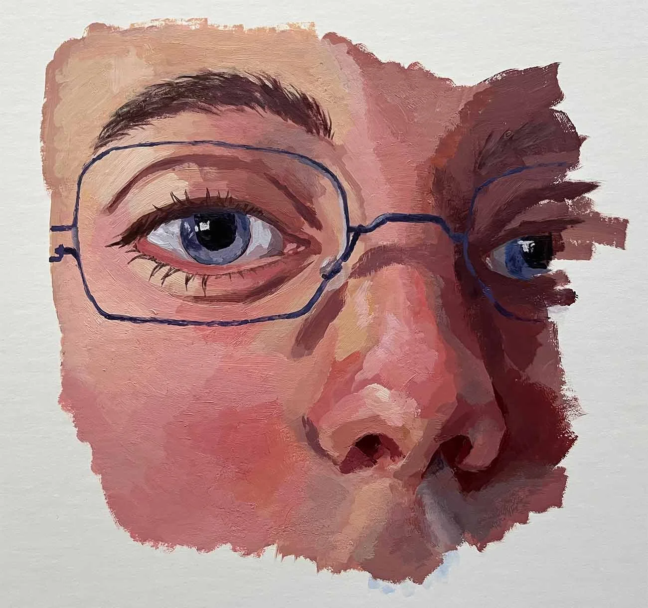 Acrylic Face Study painting on illustration board by Shannon White