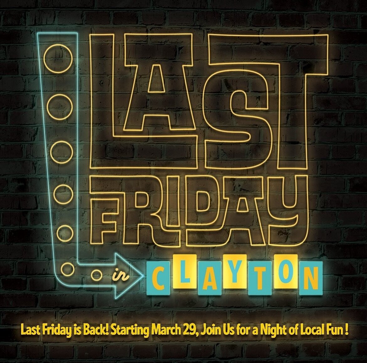 Last Friday in Clayton is approaching, and you&rsquo;re invited! Come have a fun-filled time with us downtown on March 29th, be there or be square! 🥳
#thequeenscourt
#lastfridayclayton 

&bull;
&bull;
&bull;
&bull;

#instagood #downtownclaytonnc #cl