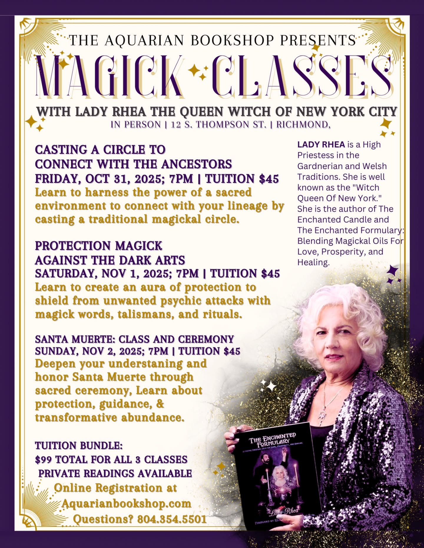 THE WITCH QUEEN OF NYC IS COMING!! 🧙&zwj;♀️👑

Register for her classes and private sessions on our website! 👇
aquarianbookshop.com/classes-events 
.
.
.
.
.
#rvaevents #witchqueen #magicclass #magicclasses #circlecasting #aquarian #aquarianevent #