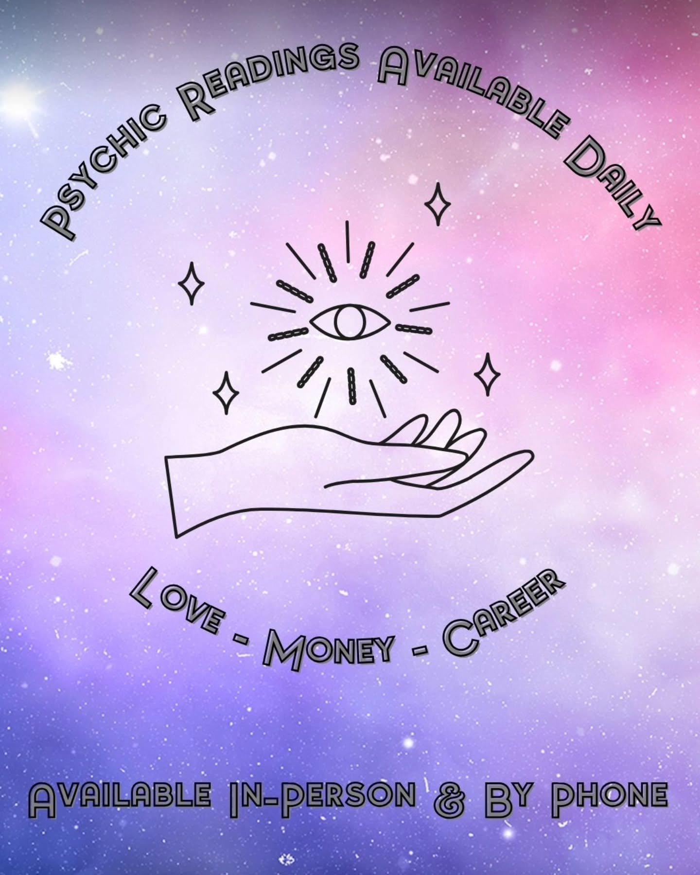 Psychic Readings are available daily! With both in-person availability and over the phone. Visit our website to book yours today! ✨️