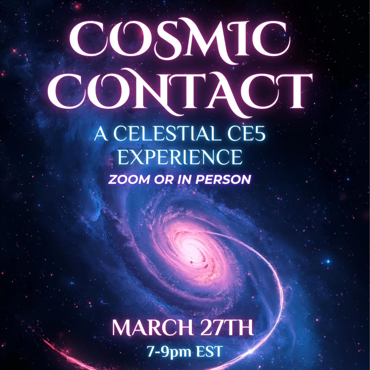 ✨️Open your heart and expand your awareness in this two-hour immersive CE5 (Close Encounters of the Fifth Kind) channeling and activation experience. This gathering is designed to harmonize your energy field, awaken your multidimensional perception, 