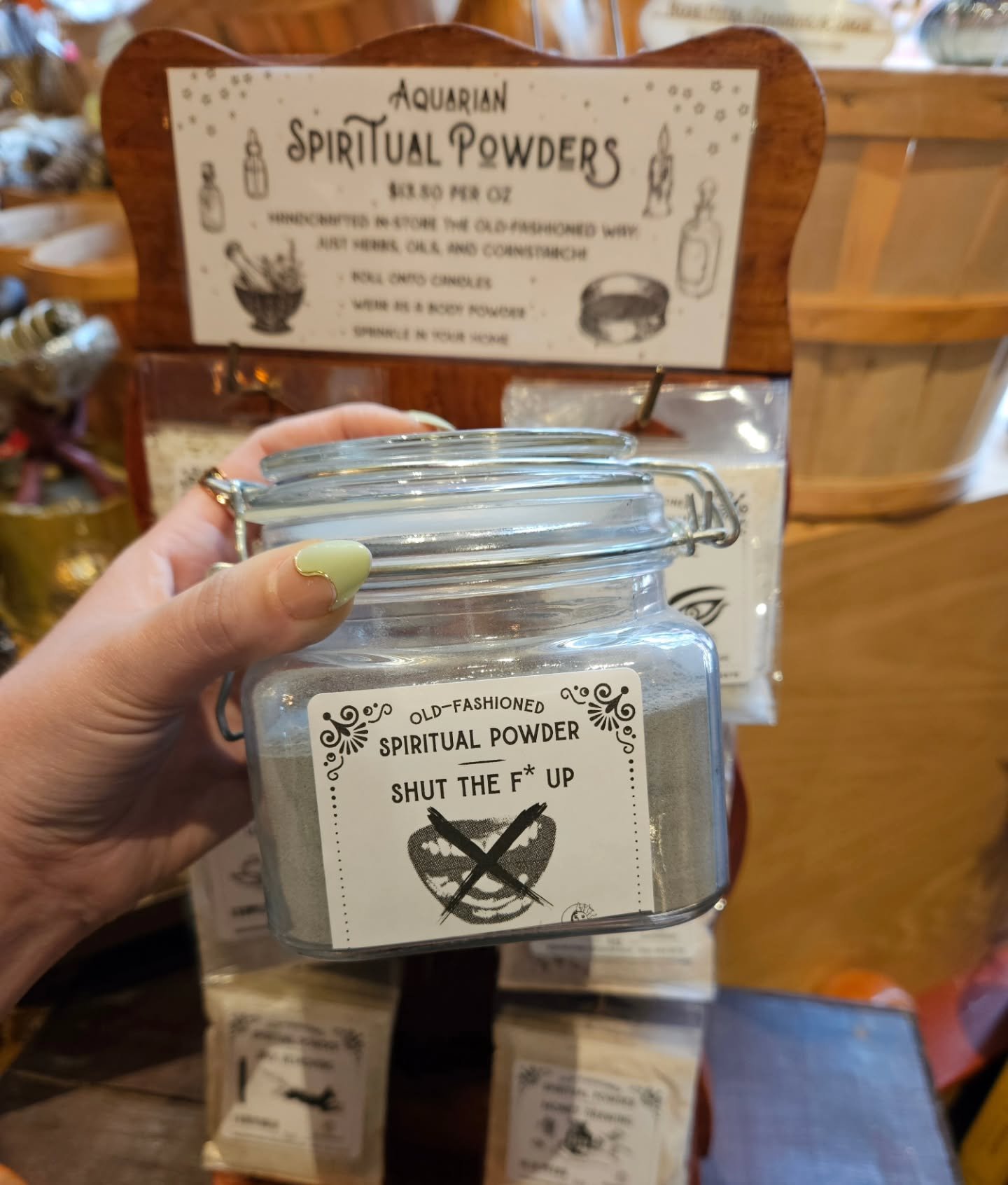 Now introducing... *drum roll* Shut the F* Up Spiritual Powder! 🗣❌️ Now available in our Apothecary. 

We all know someone who could use a little of this Spiritual Powder 😏 

#aquarianbookshop #apothecary #spiritualpowders #shutthefup #newproduct