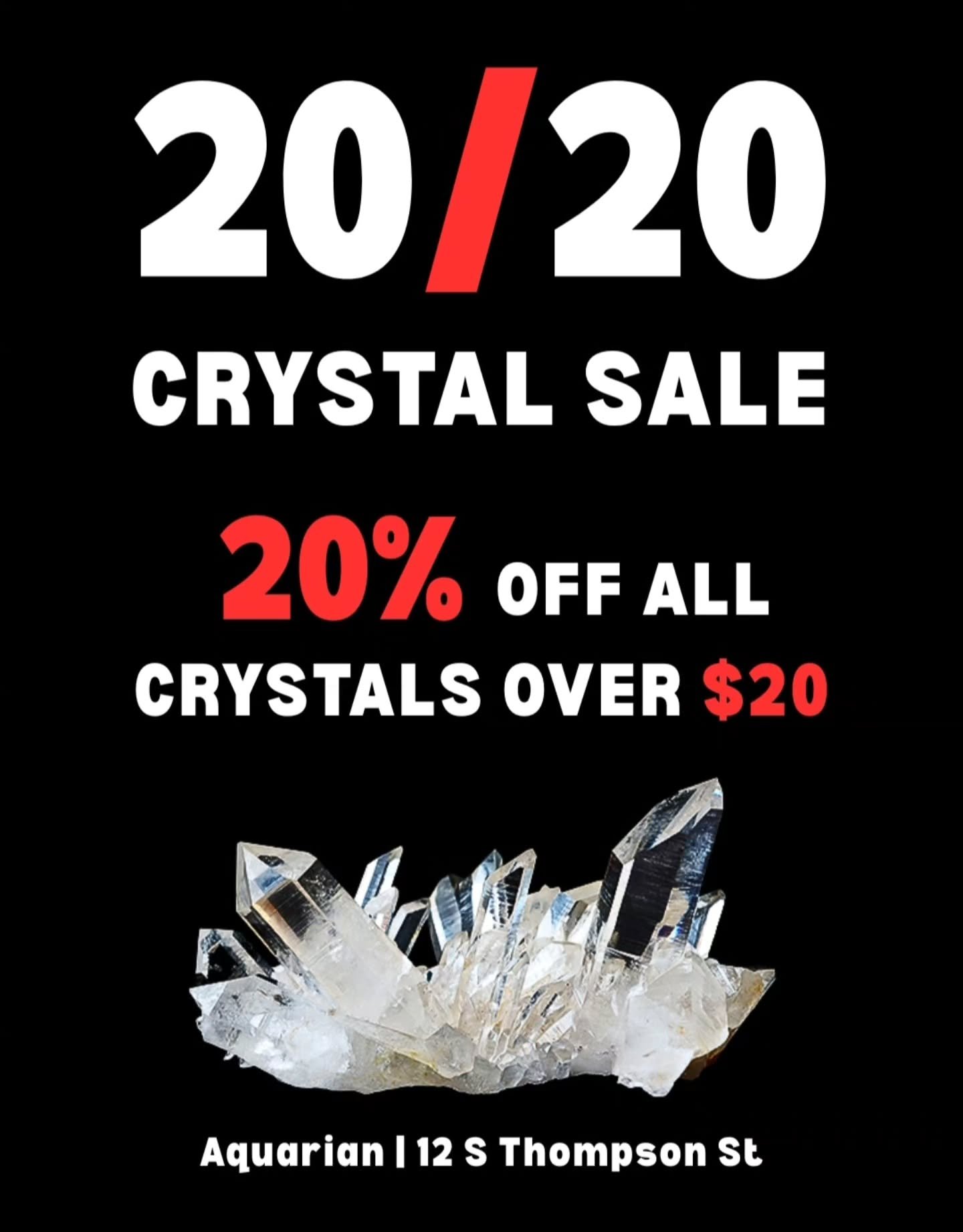 ‼️2️⃣🅾️ / 2️⃣🅾️ CRYSTAL SALE IS GOING THROUGH THE HOLIDAYS‼️

2️⃣🅾️% OFF Crystals $2️⃣🅾️ or more! 

Crystals are coming home for the holidays; come visit us and find the one that speaks to you. Our store hours are 10AM-7PM Monday through Sunday!
