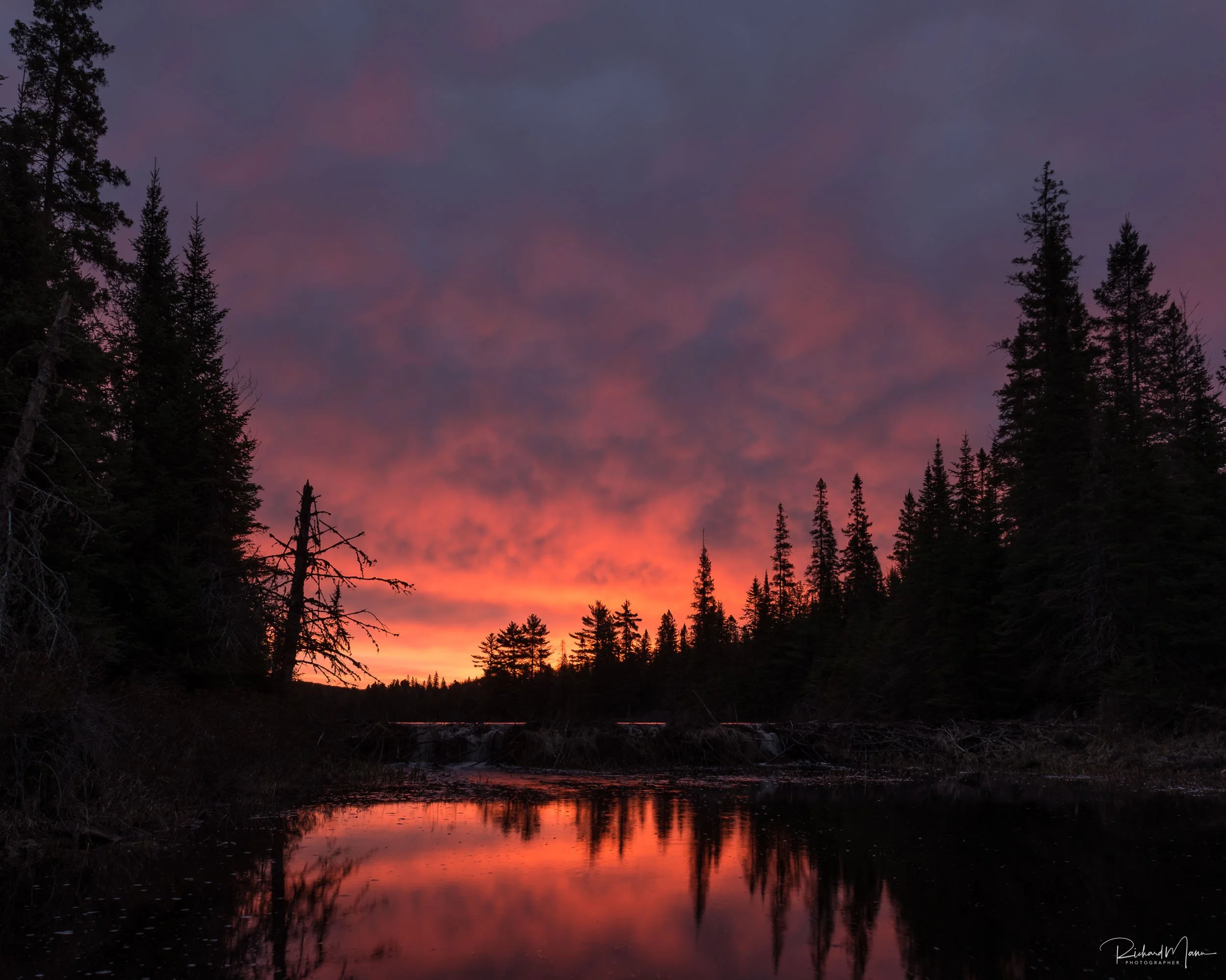 Dramatic sunrise on Marche Hare Lake