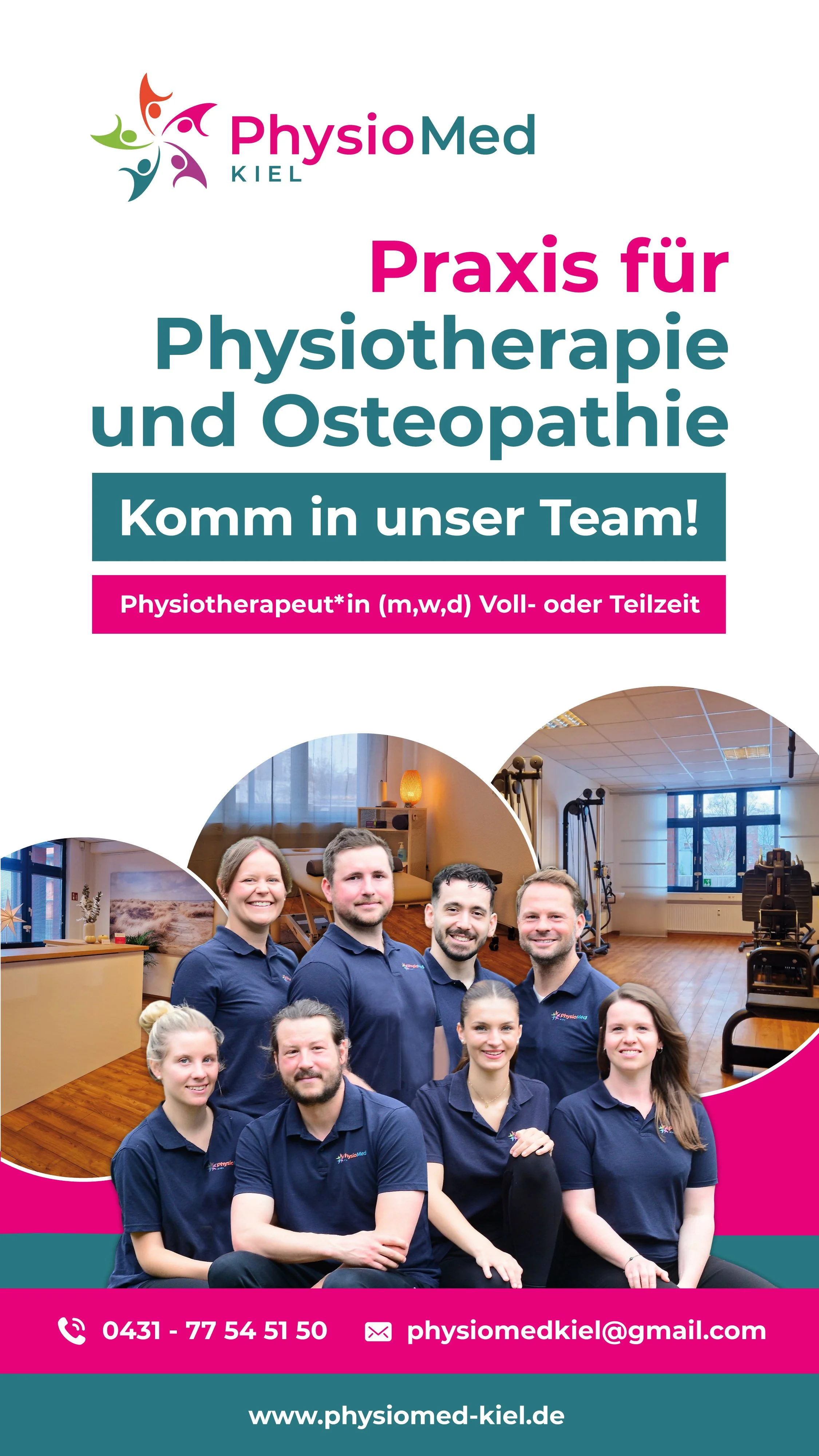 Stellenanzeige von PhysioMed Kiel: Physiotherapeut (m/w/d) für die Praxis in Kiel gesucht