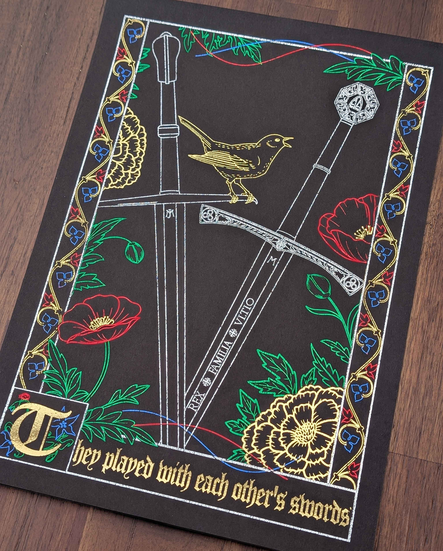 Crossed Sword Foil Print: Bawdry Poem variant