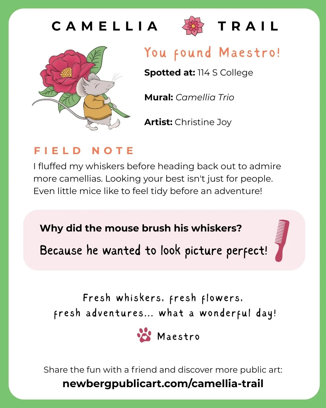 Camellia Trio Digital Card with Field Notes and Mouse Joke