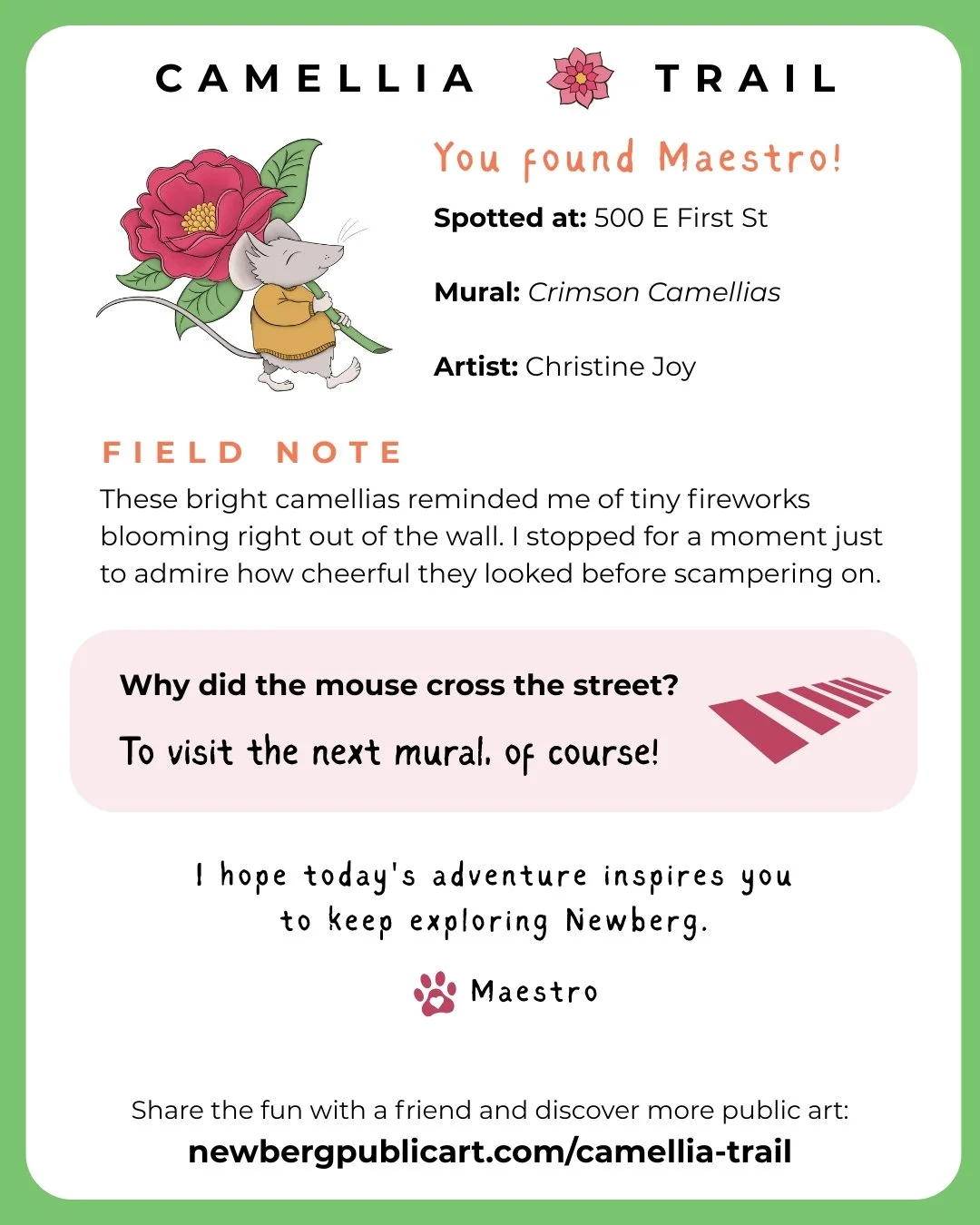 Crimson Camellias Digital Card with Field Notes and Mouse Joke