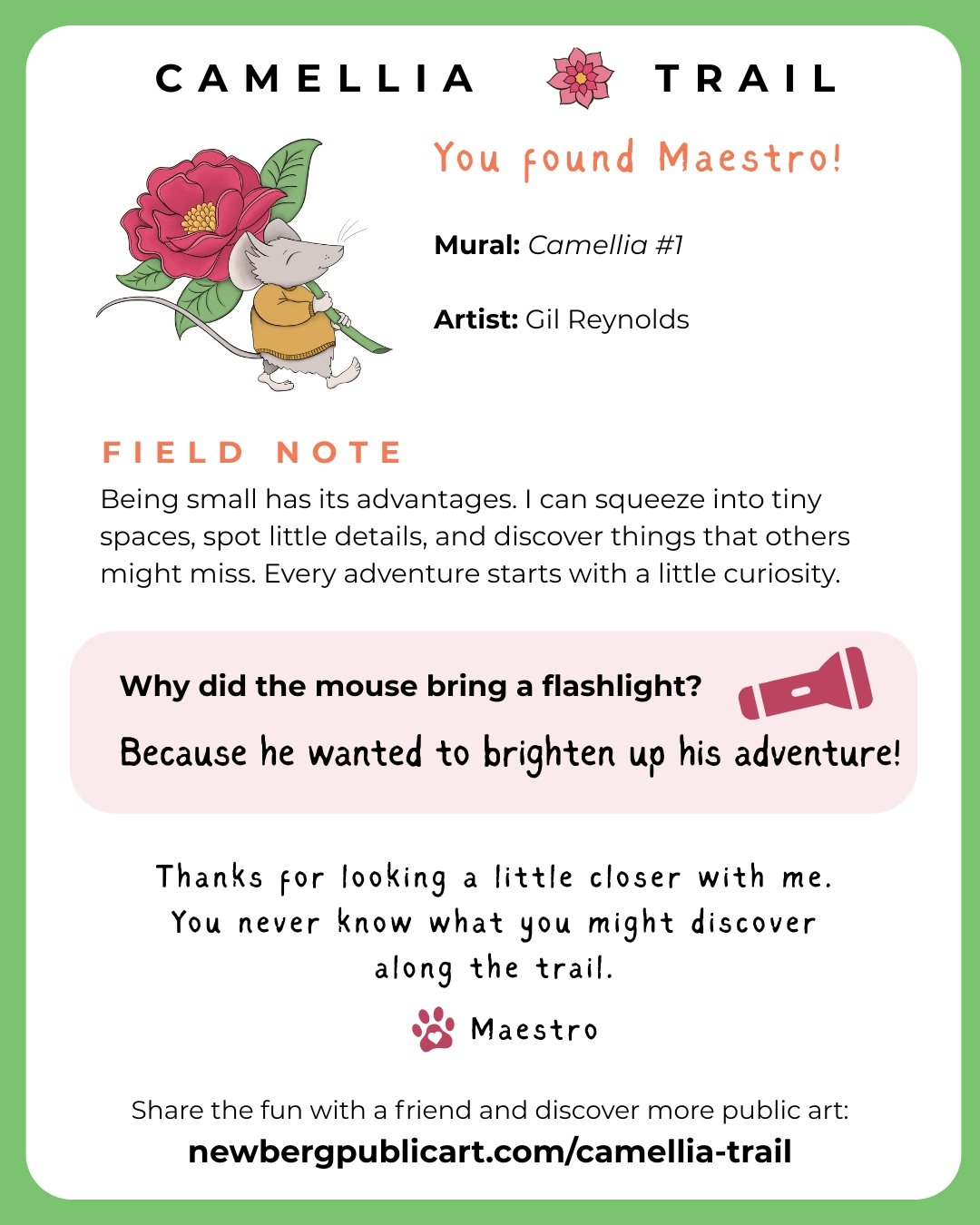 Camellia 1 Digital Card with Field Notes and Mouse Joke