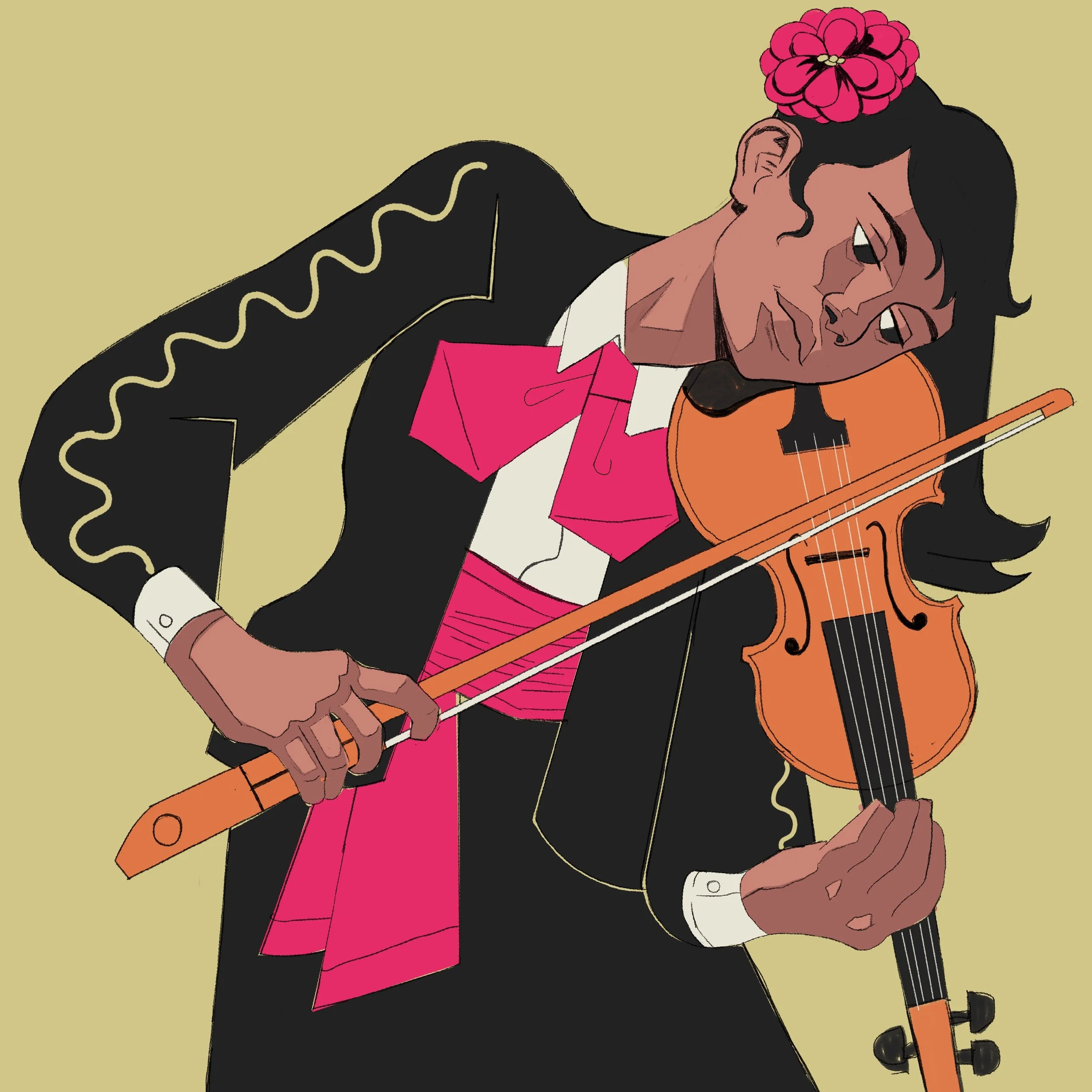 Mariachi band member playing violin