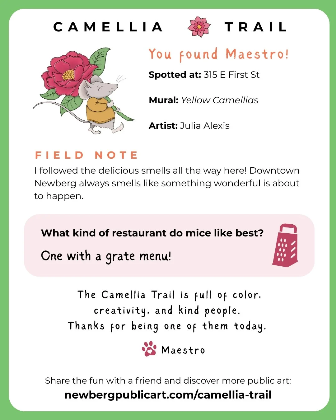 Yellow Camellias Digital Card with Field Notes and Mouse Joke