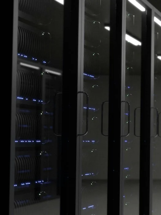 Close-up of data servers symbolizing Automated Systems' data center management services