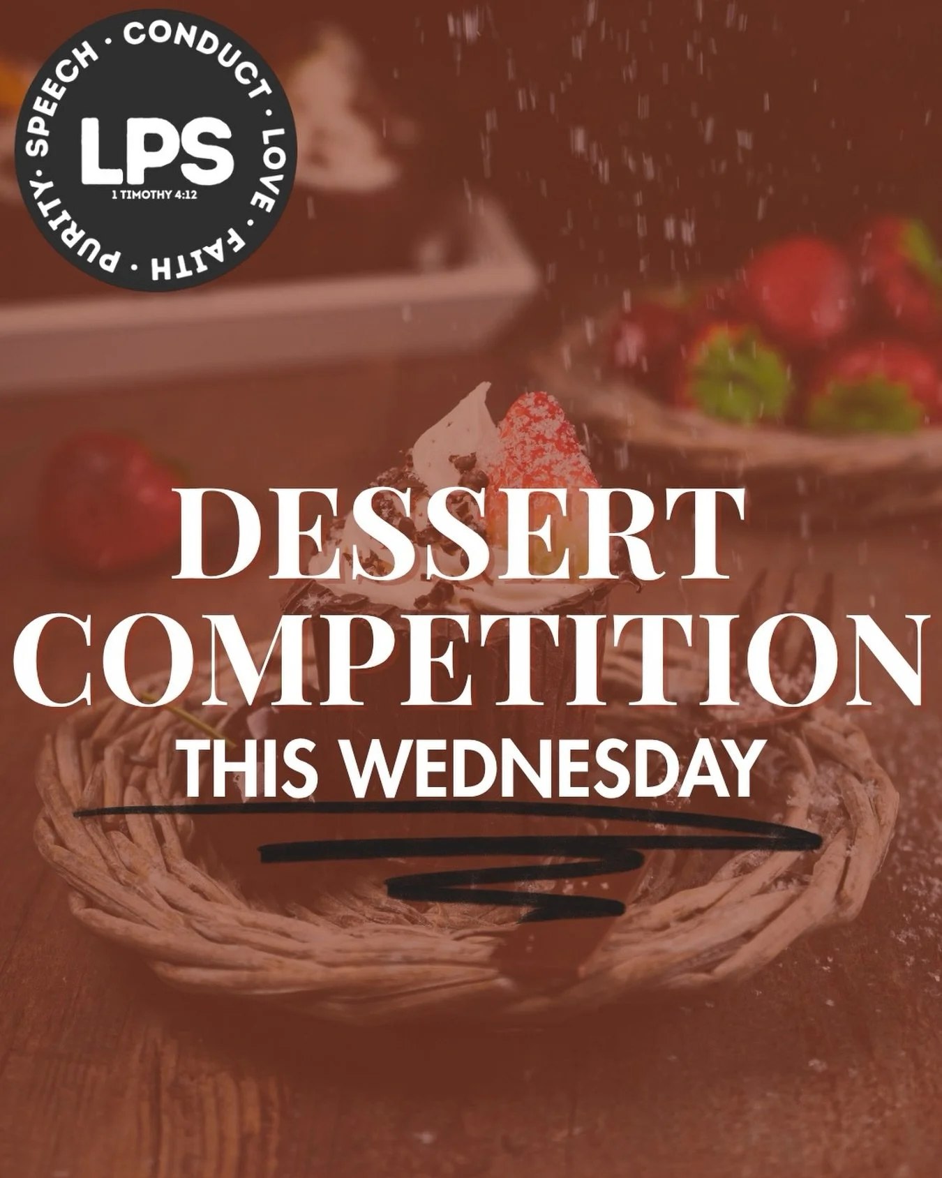 STUDENTS (6th-12th grade): This Wednesday&hellip; 

Come on down for the Dessert Competition! 🍩🧁🍰🤤 

*Note: Adult Bible Study will resume in the Fall, but Student Ministry runs through the summer! 

👉See you Wednesday, 6:30-8:30
