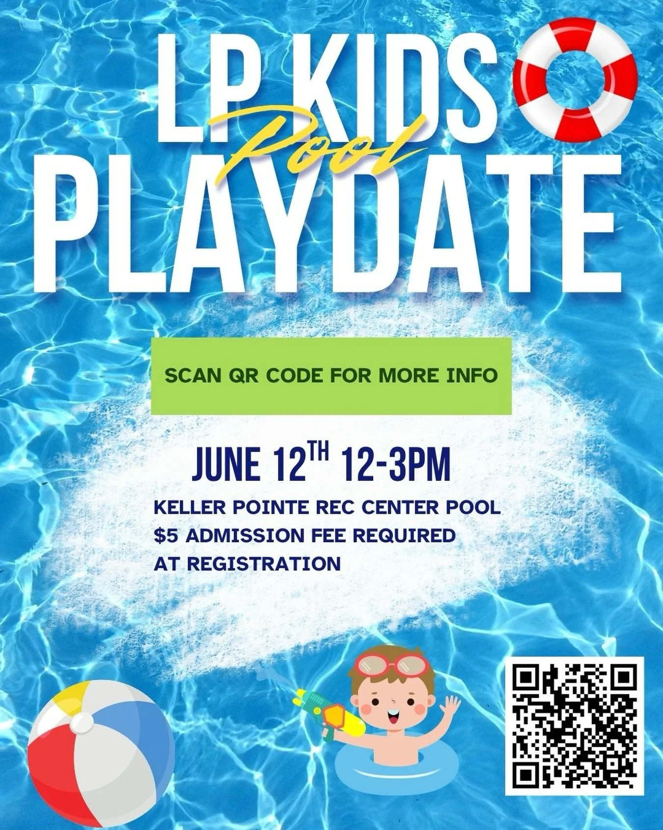 LP Kids! 

👉Friday, June 12th @ 12-3PM

Join us for a Family Pool Playdate at Keller Pointe! 
Bring the kids for a fun poolside picnic and playdate with our LifePoint families.

️✅Group rate: just $5 per person &mdash; but you must register to get t