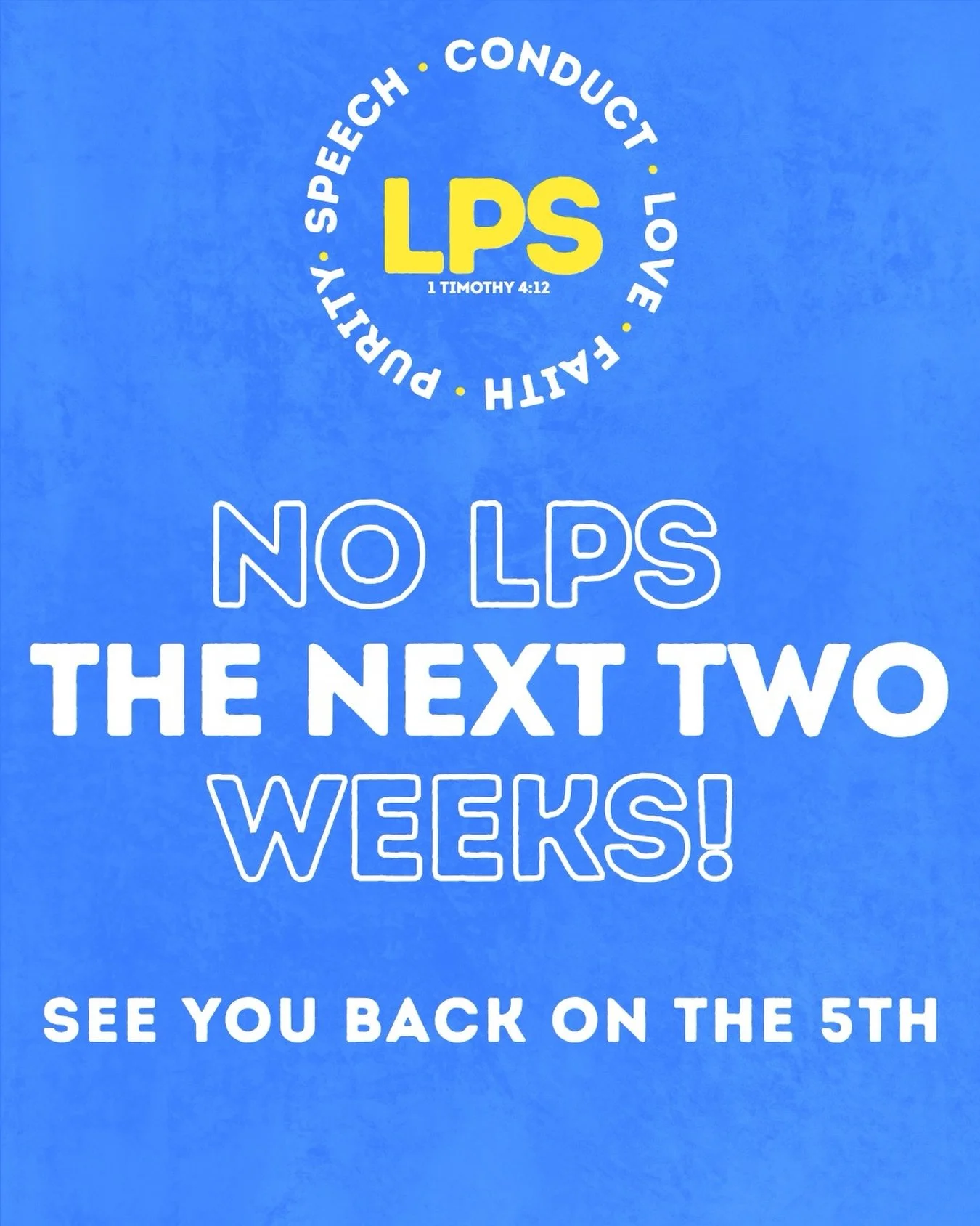 No Student ministry for the next 2 weeks&hellip; But it&rsquo;s okay :) 

Check out Eli&rsquo;s YouTube for some extra encouragement and teaching in the in-between 🙂

👉Check out our story for the Link!