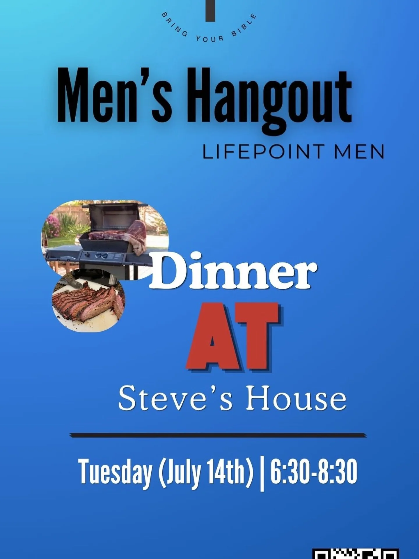 Calling all Men! 

TONIGHT we dine at the home of a legend&hellip; STEVE! 

👉Be sure to register and come on down 🫡
