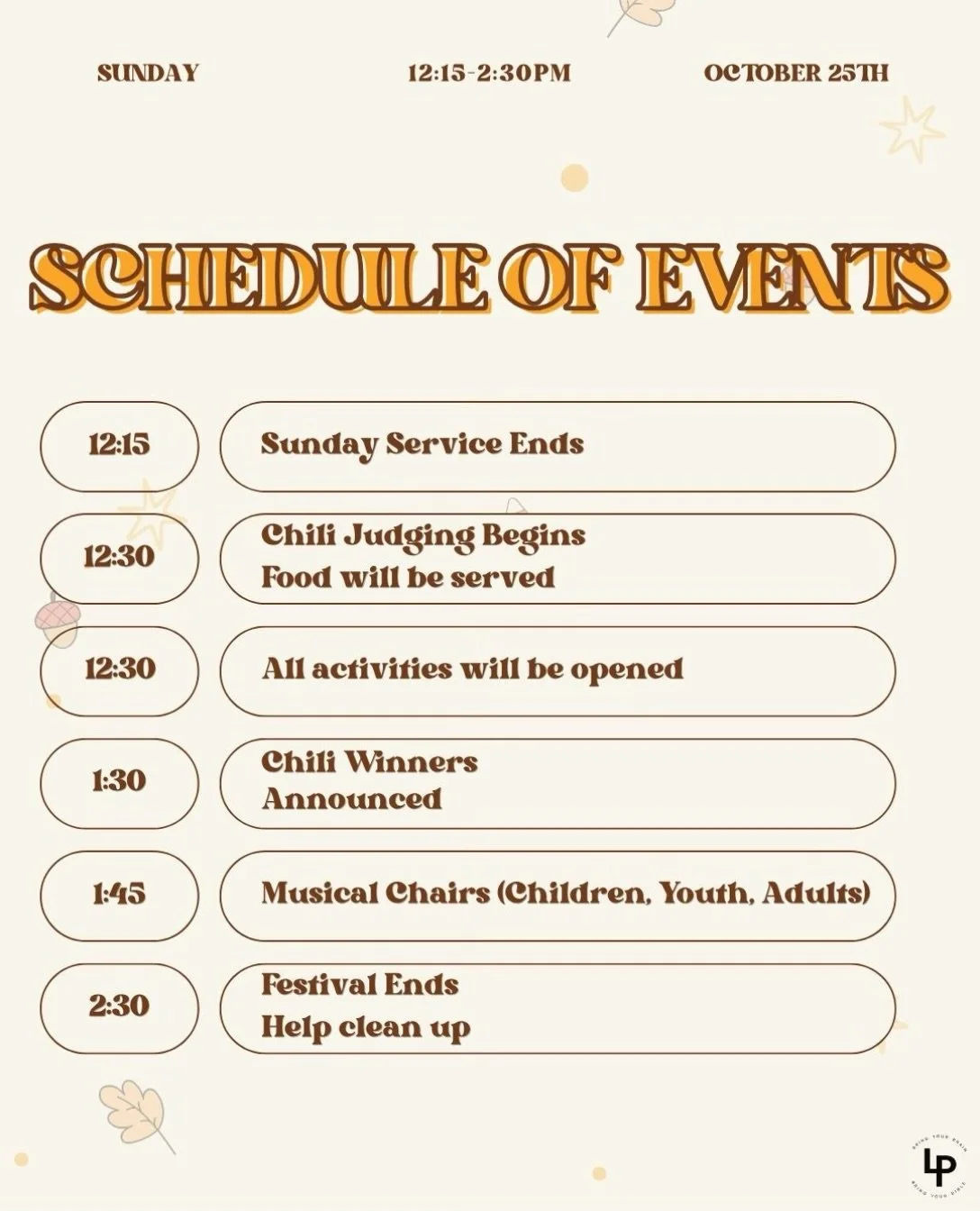 The countdown is ON! 
Wondering what&rsquo;s happening and when? We&rsquo;ve got you covered! Check out the schedule so you can plan your day and make the most of all the fall fun!