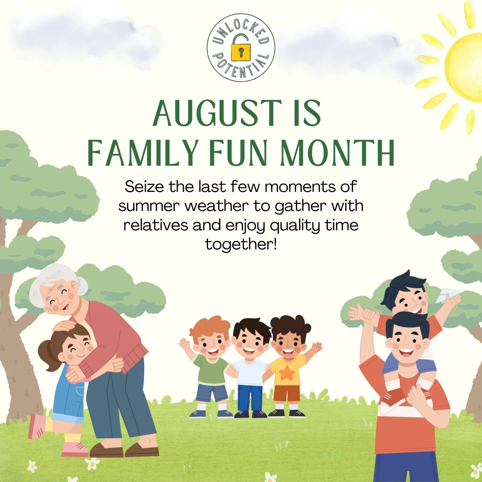 The summer is fading into Fall, but it's not too late to spend time with family π
ππ
#familyfunmonth #unlockedpotential