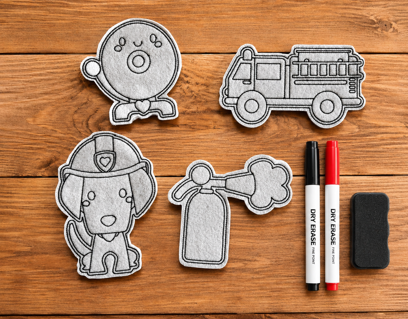 Fire Department Coloring Cuties Individual Pieces- Reusable Coloring Fun