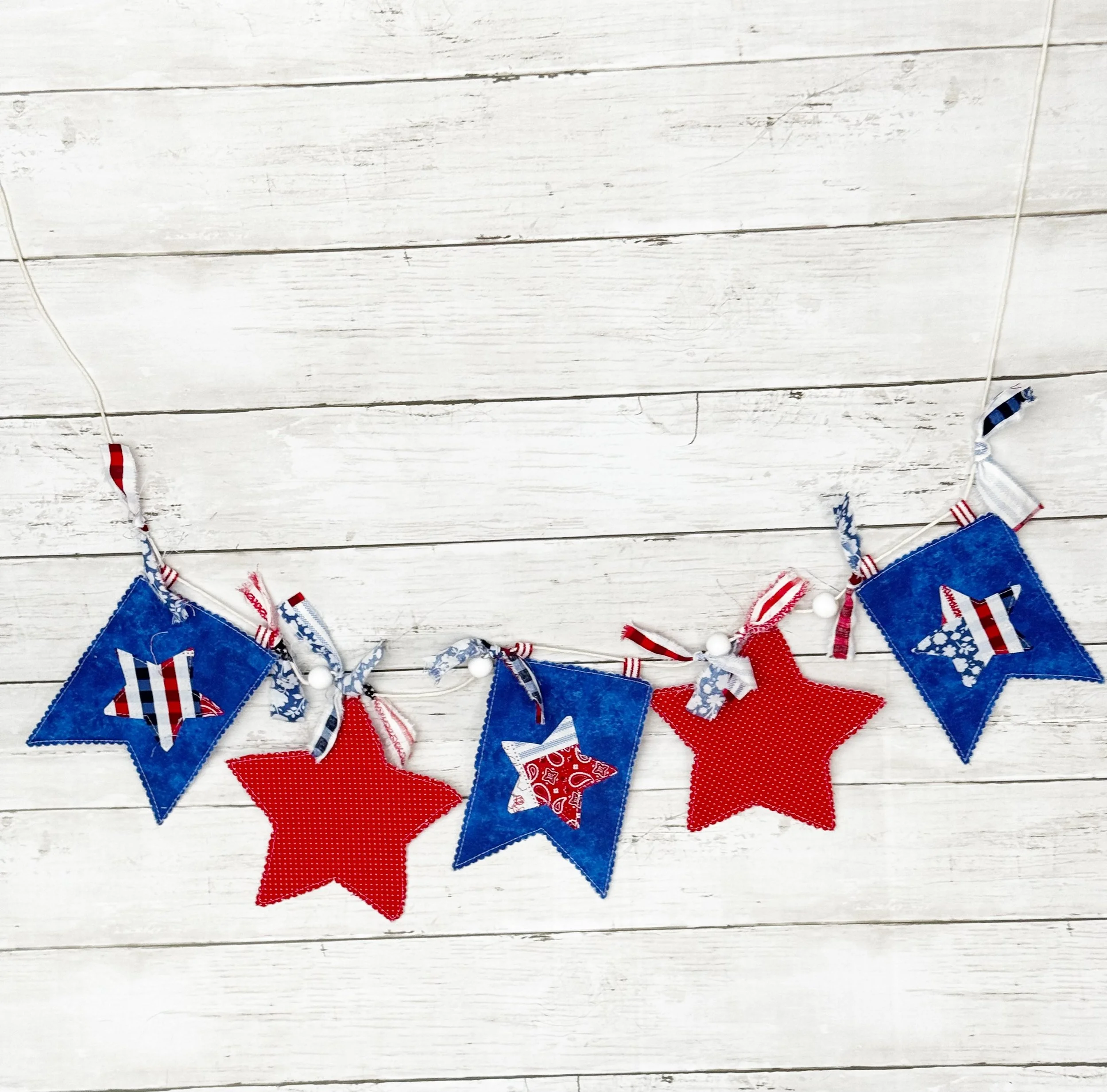 Patriotic Garland, Red, White and Blue Banner, Star and Stripes Decorations