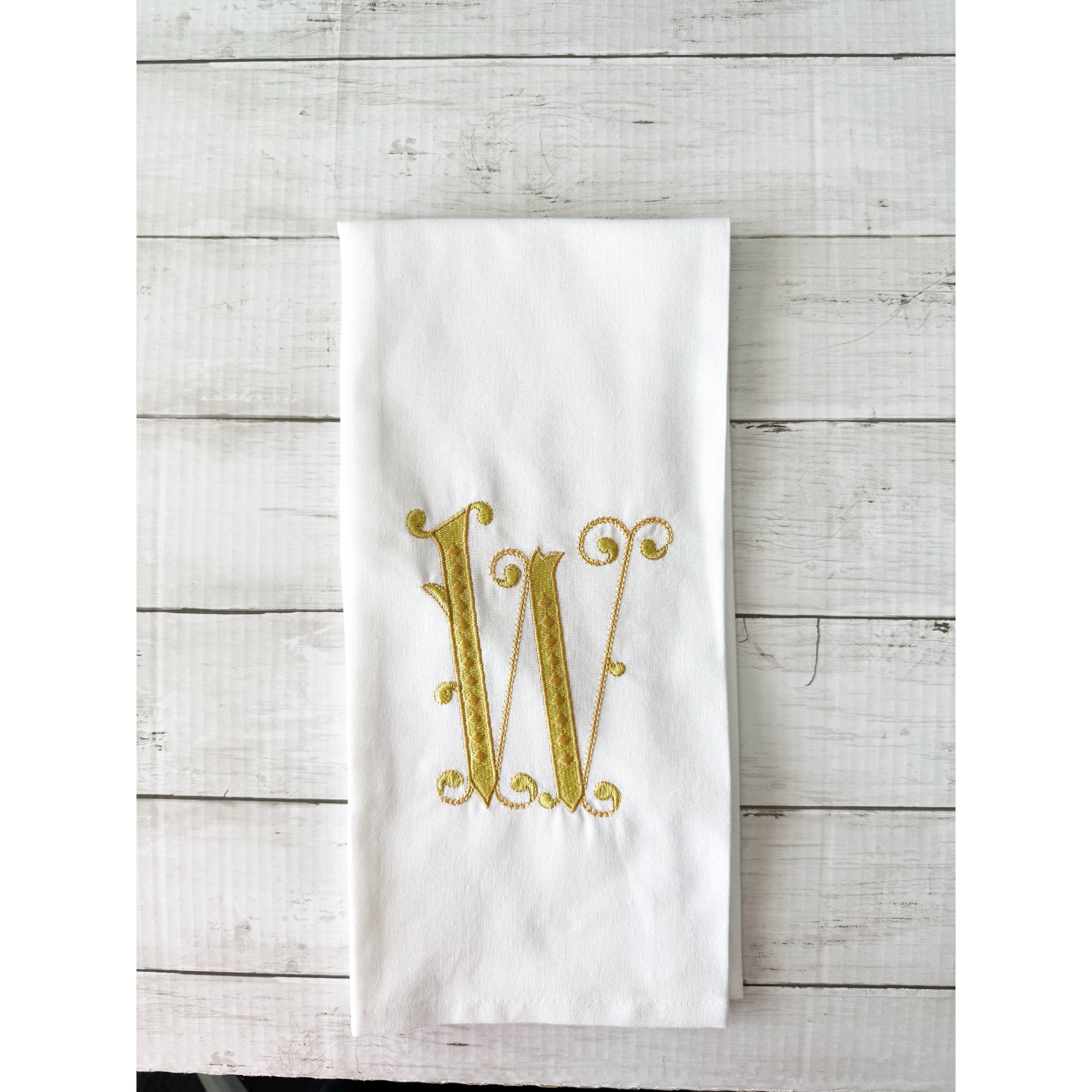 Baroque Monogram Embroidered Tea Towel