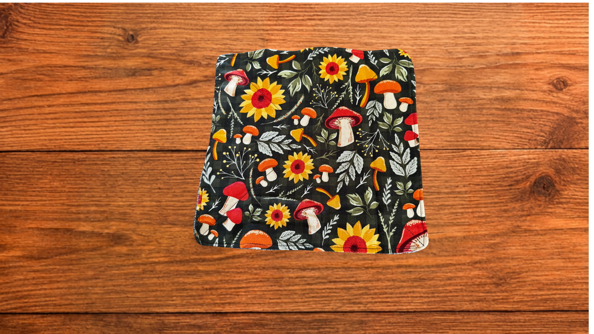 Handmade Mushroom & Sunflower Dishcloth