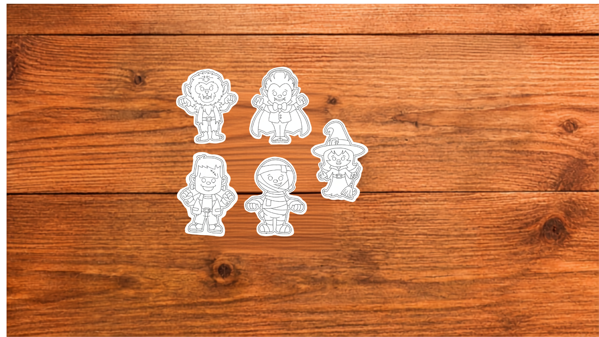 Halloween Characters Coloring Cuties | Reusable Coloring Cards | Singles or Set of 5