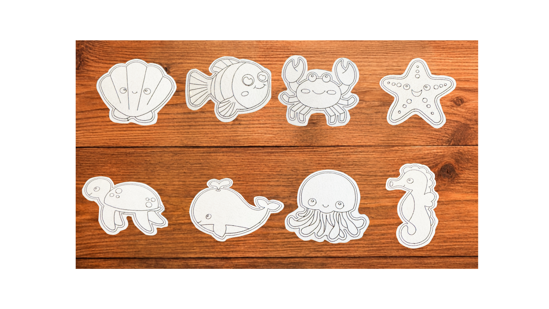 Under the Sea Coloring Cuties | Set of 8 Reusable Coloring Activities