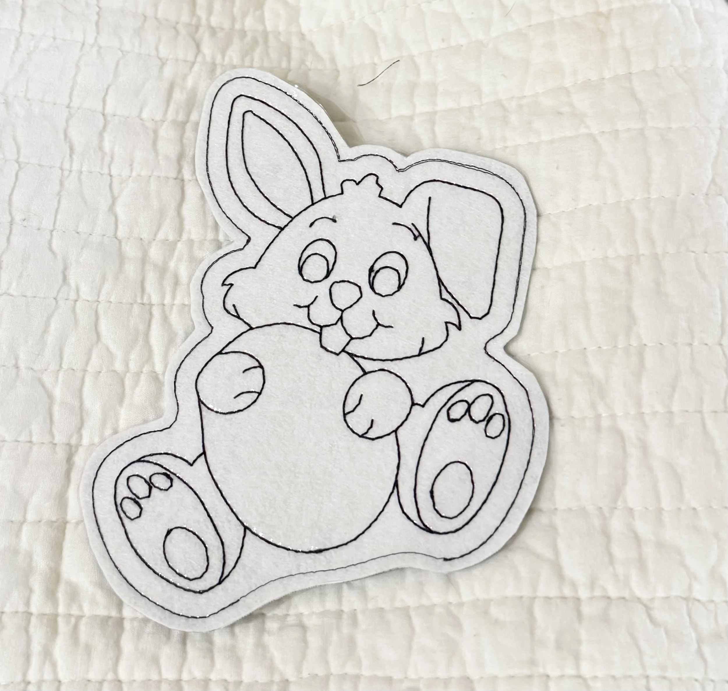Bunny with Egg Color Cuties, Flat Coloring Cards, Erasable and Reusable Coloring Vinyl Sets