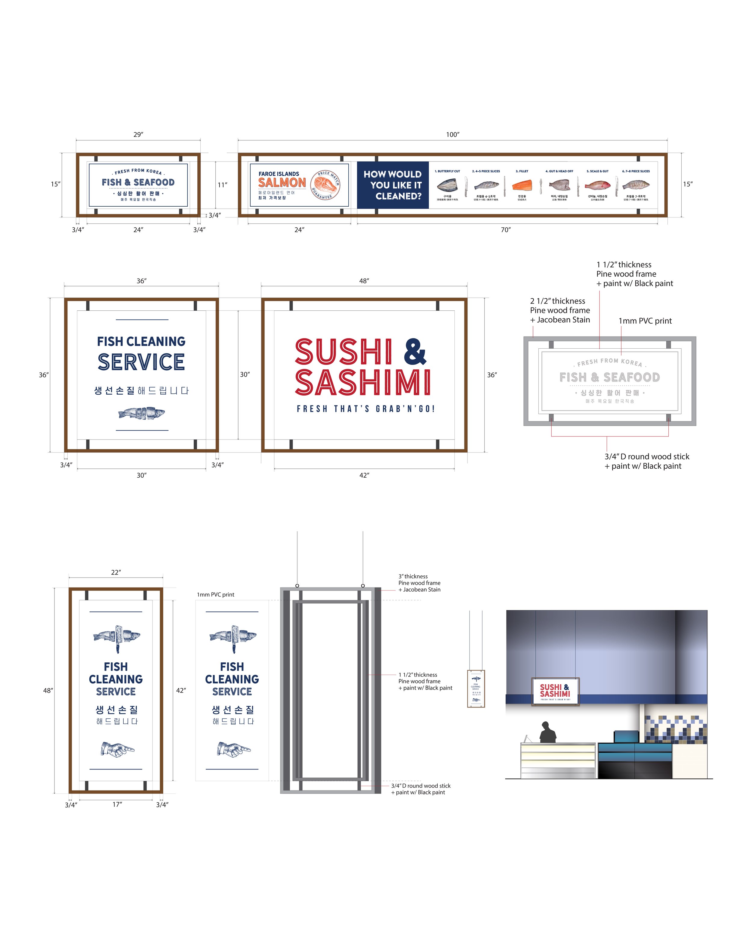 Seafood Section Signages for H Mart Carrolton,  TX 2021