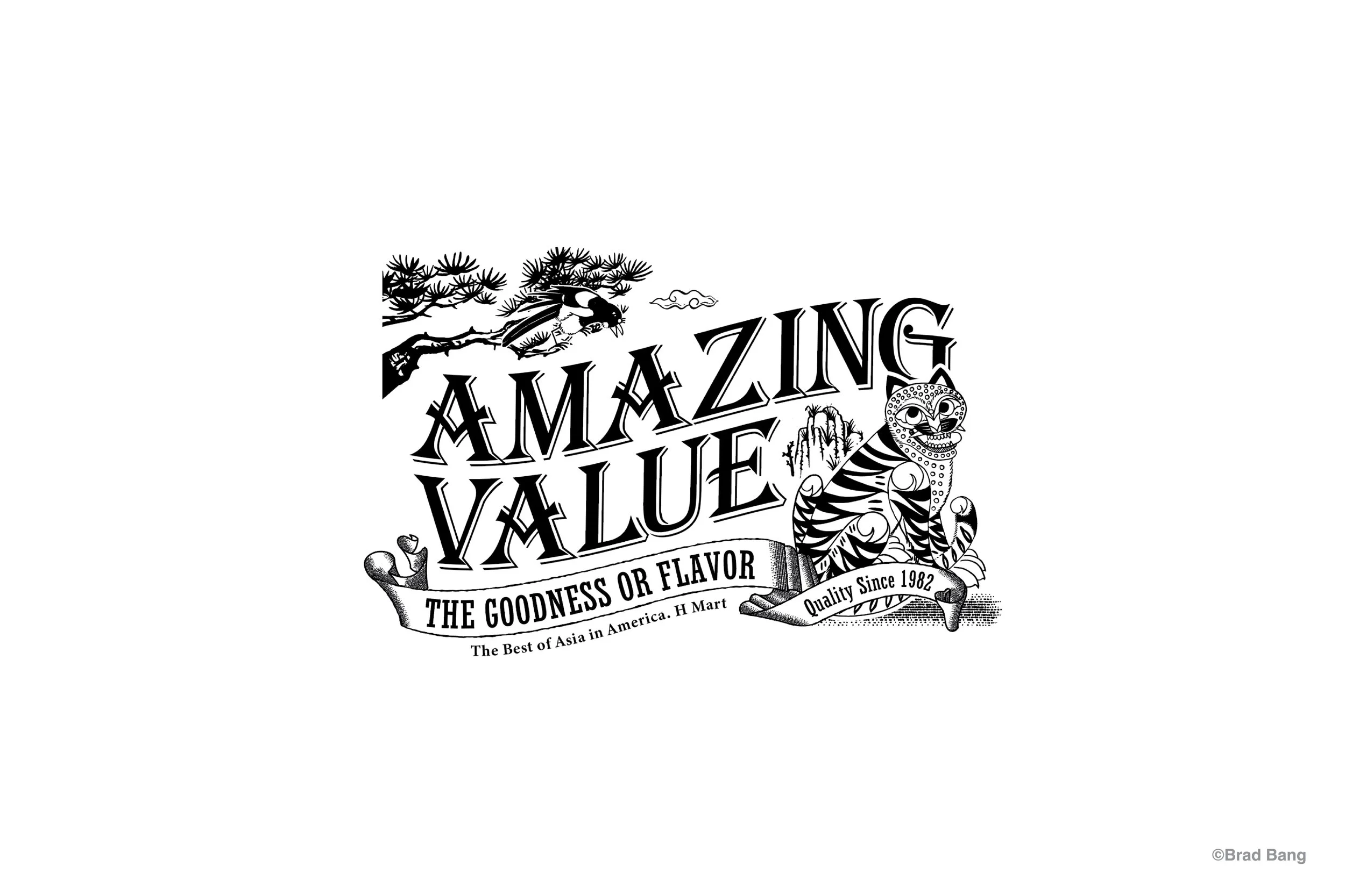 Illustration & Typography for H Mart Grocery, 2023