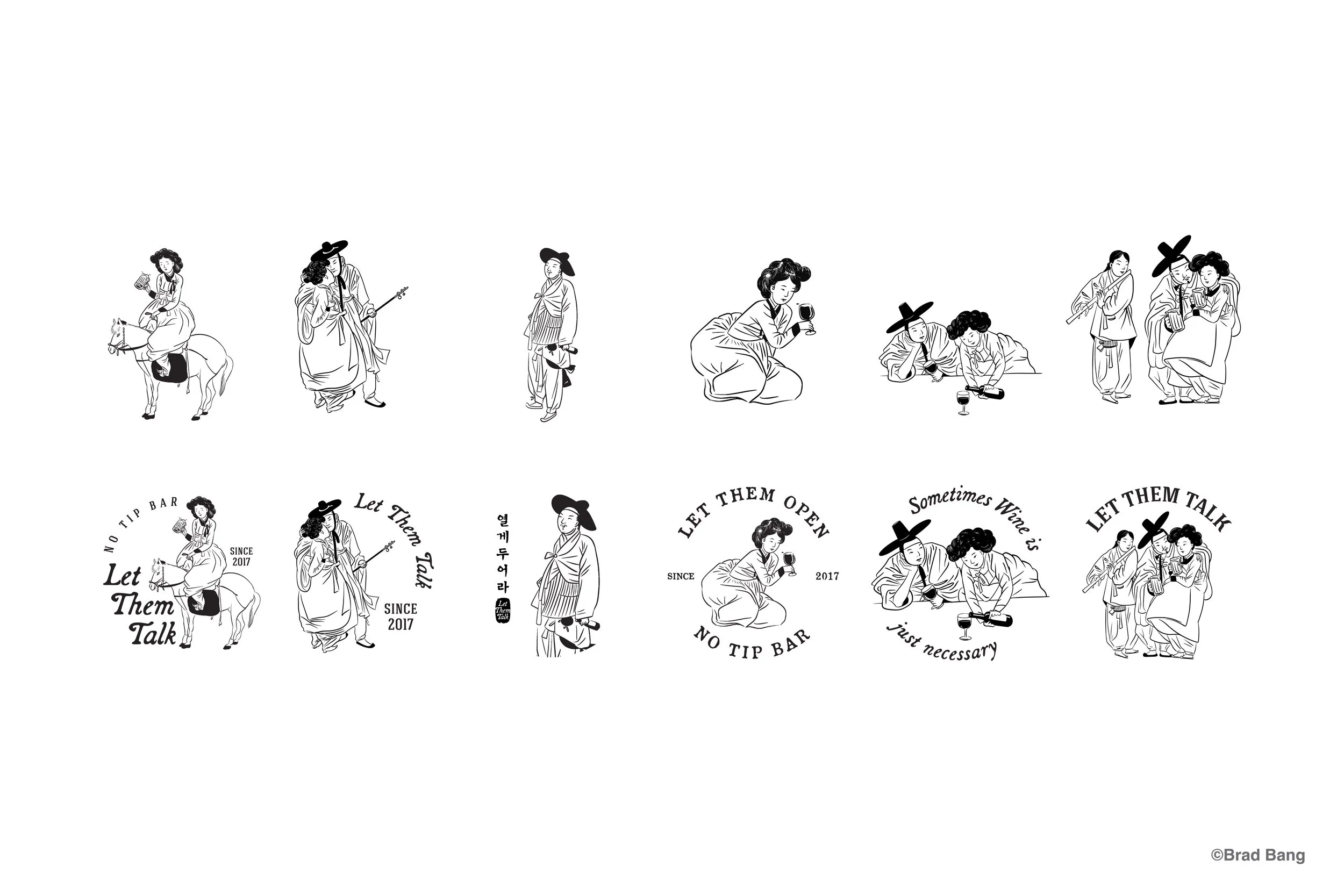 Illustration for Let Them Talk Bar identity, 2022