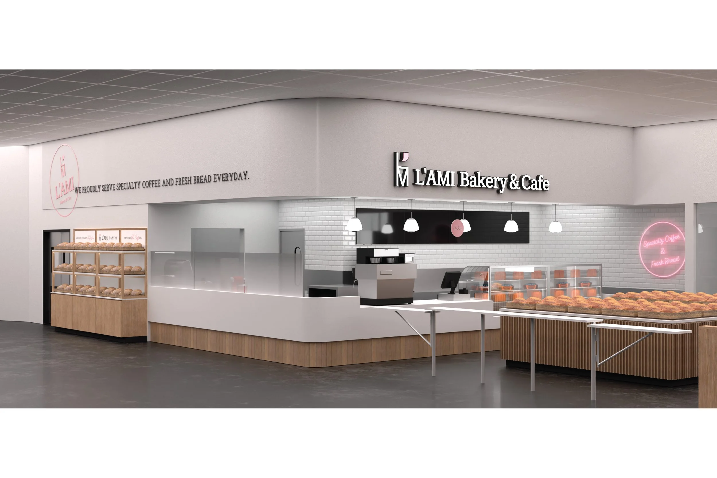 3D Rendered Signage & Decor for Cafe Lami, LIC, 2023