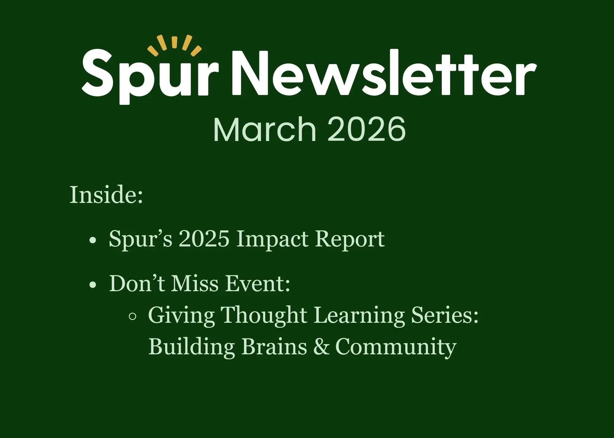 Spur Newsletter - March 2026