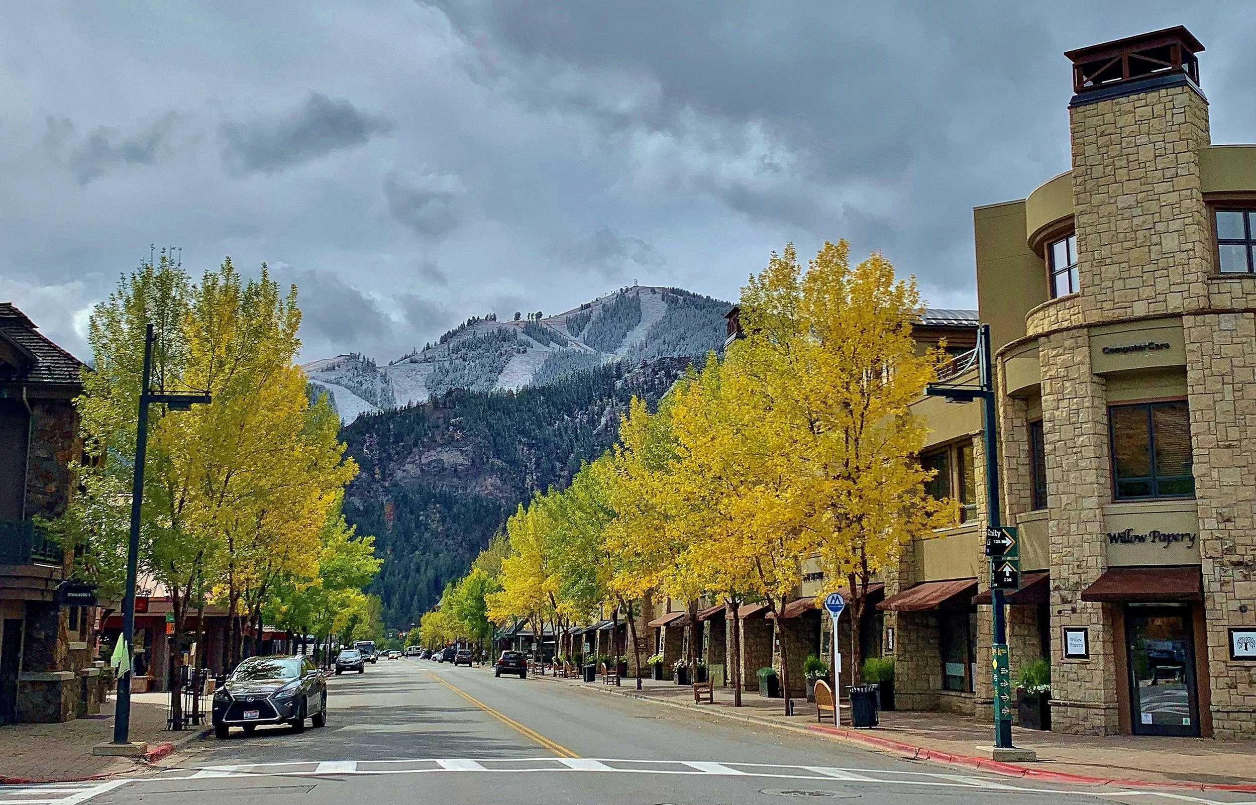 Downtown Ketchum, Idaho in the fall