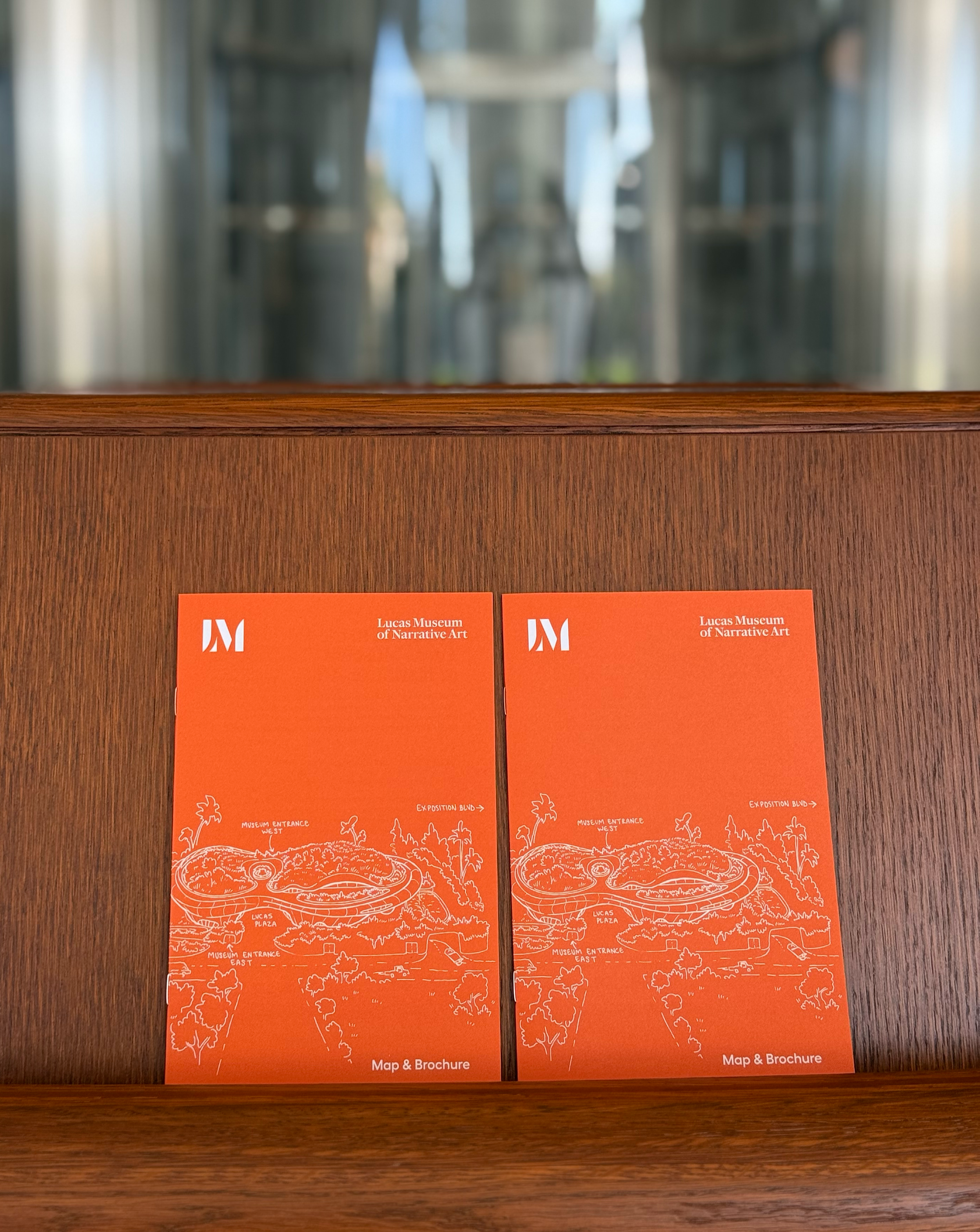 Lucas Museum of Narrative Art hand illustrated visitor map and event brochure design