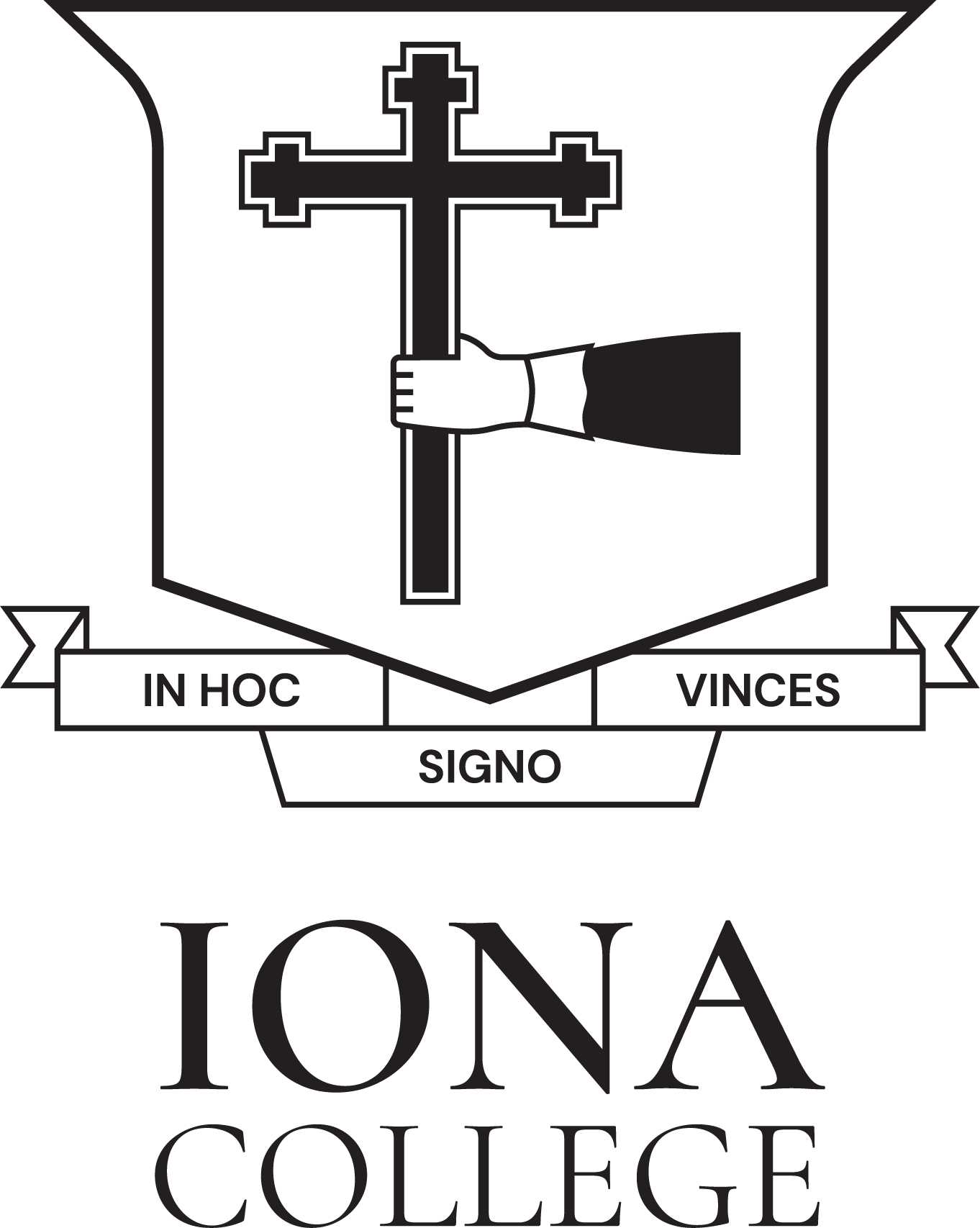 Iona College · Crest · Stacked · Black.png