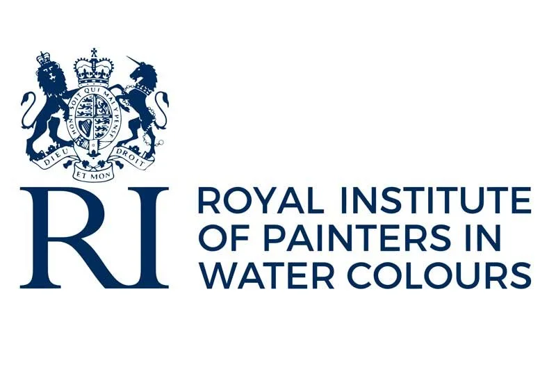 Royal Institute of Painters in Water Colours logo with crest and initials 'RI'
